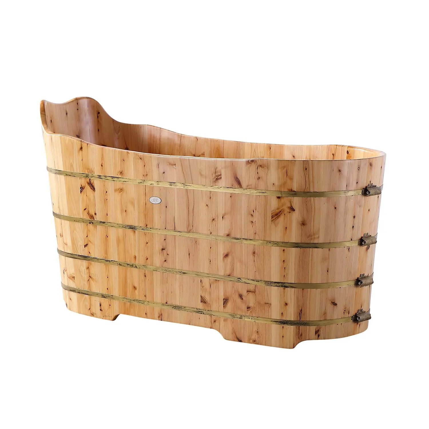 ALFI AB1103 59 inch Cedar Free Standing Bathtub With Bench