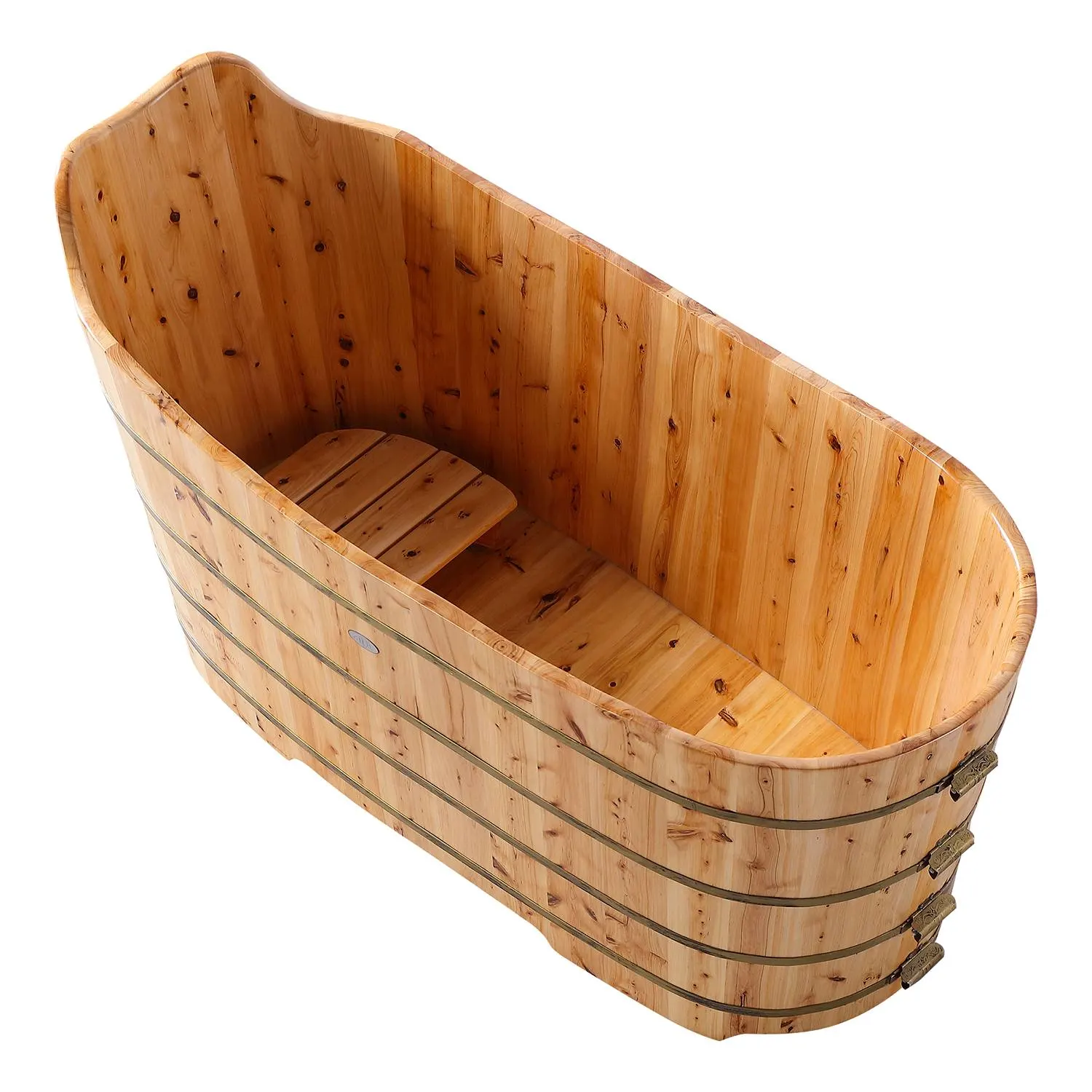 ALFI AB1103 59 inch Cedar Free Standing Bathtub With Bench - image 2