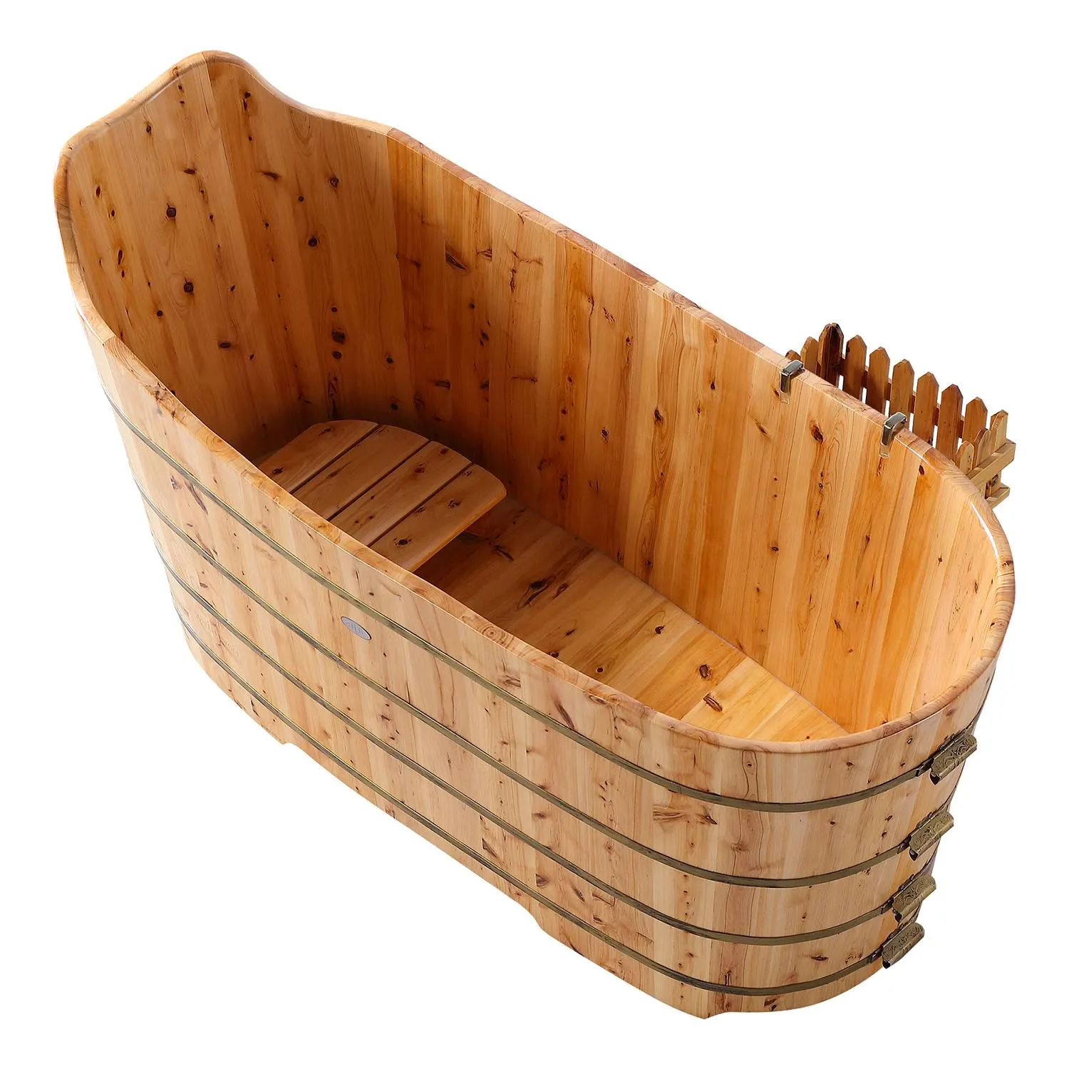 ALFI AB1103 59 inch Cedar Free Standing Bathtub With Bench - image 3