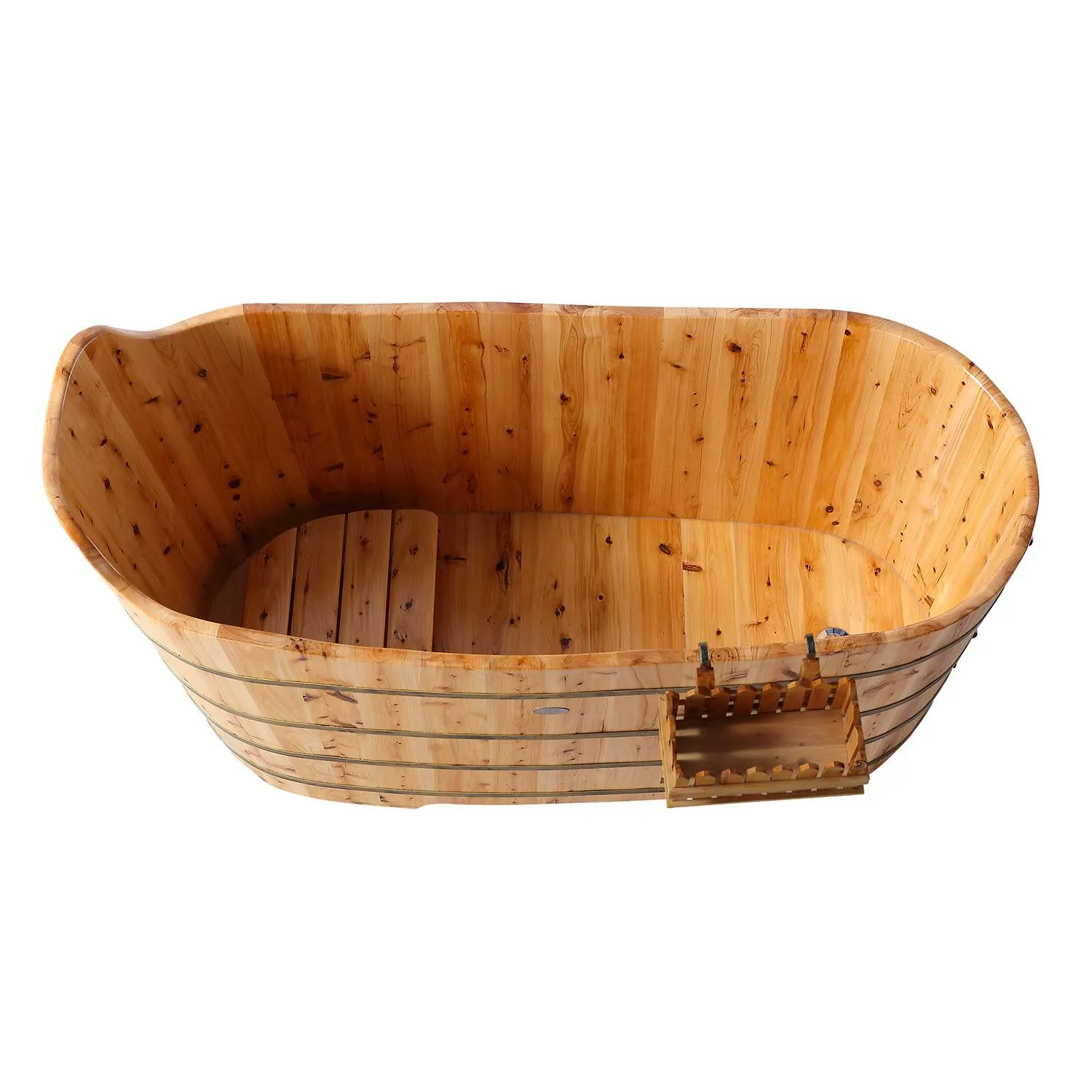 ALFI AB1103 59 inch Cedar Free Standing Bathtub With Bench - image 4