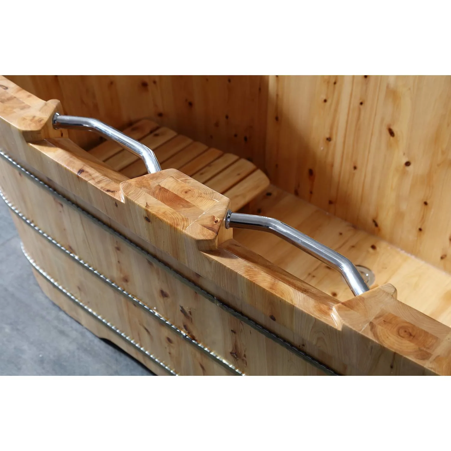 ALFI AB1130 65 inch 2 Person Cedar Free Standing Bathtub With Headrests - image 5