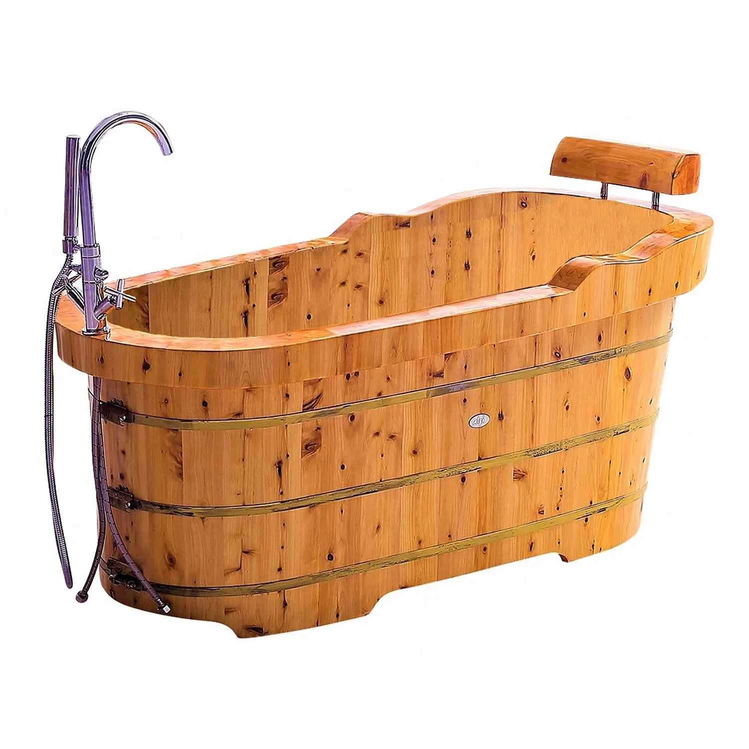 ALFI AB1139 61 inch Cedar Free Standing Bathtub With Headrests - image 6