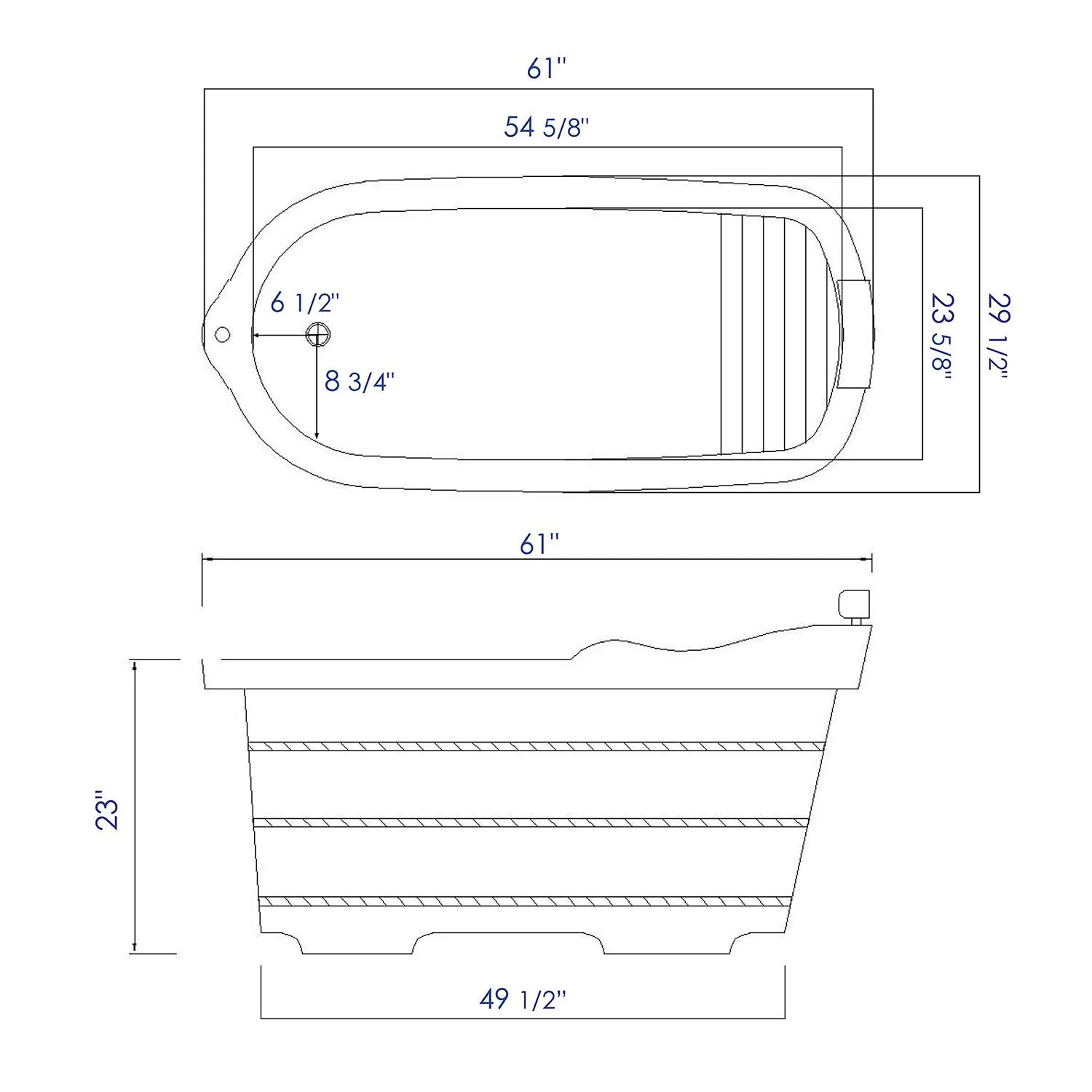 ALFI AB1139 61 inch Cedar Free Standing Bathtub With Headrests - image 8