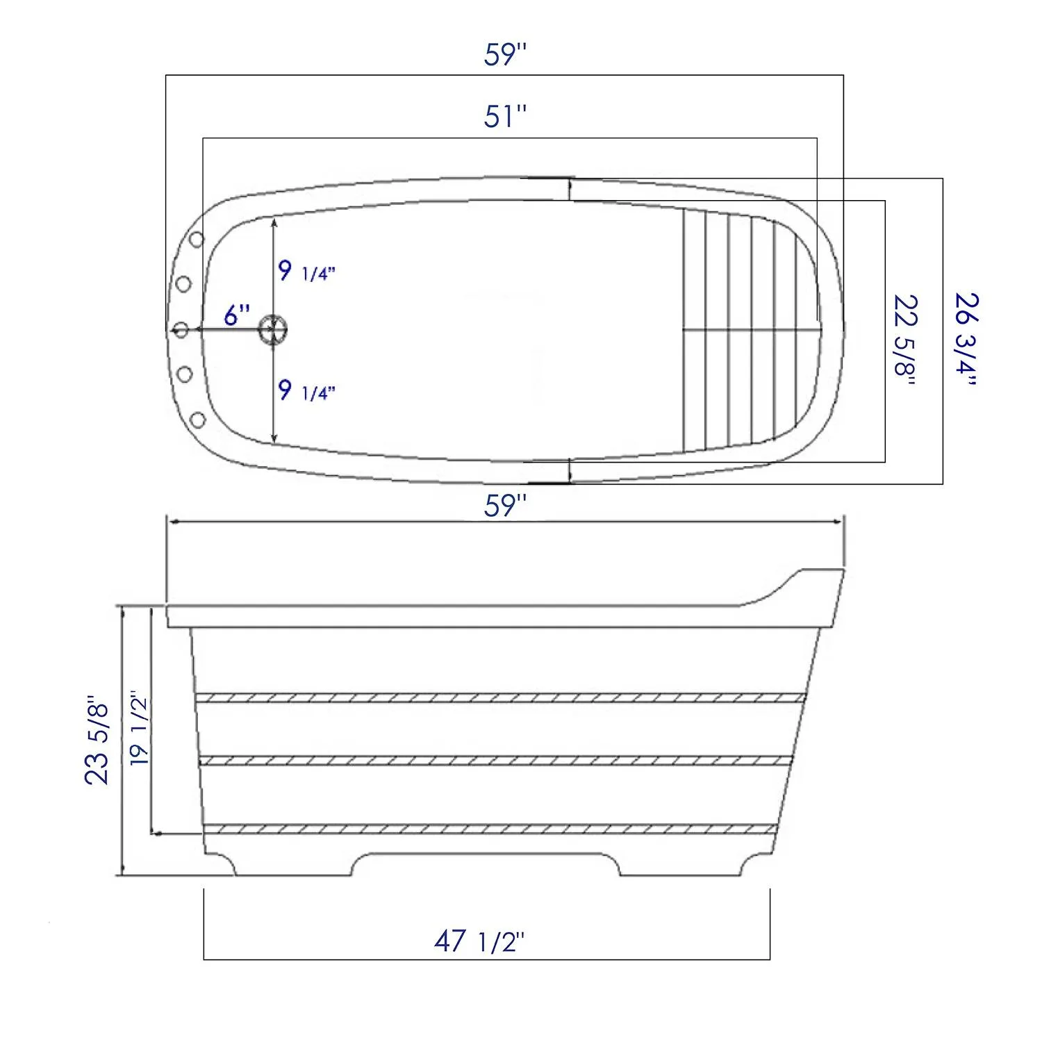 ALFI AB1148 59 inch Wooden Free Standing Bathtub With Chrome Tub Filler - image 12