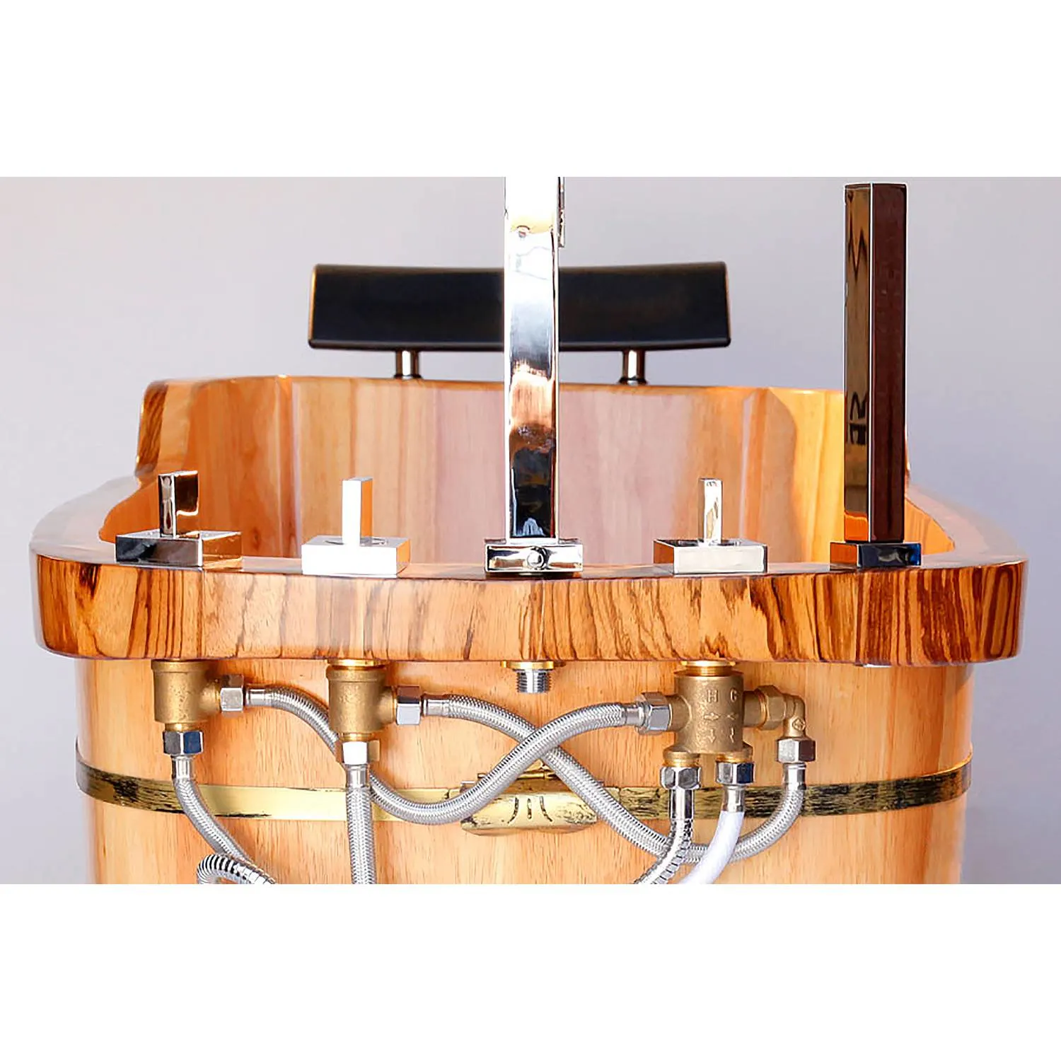 ALFI AB1148 59 inch Wooden Free Standing Bathtub With Chrome Tub Filler - image 6