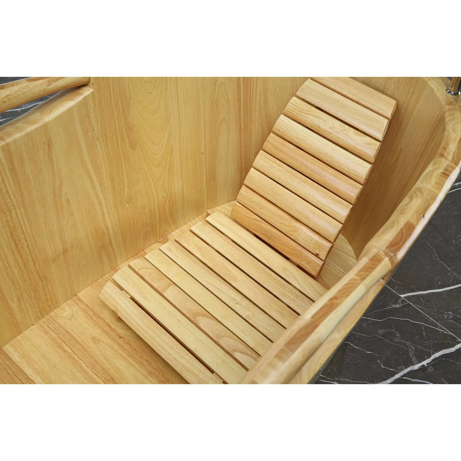 ALFI AB1163 61 inch Wooden Free Standing Bathtub With Cushion Headrest - image 11