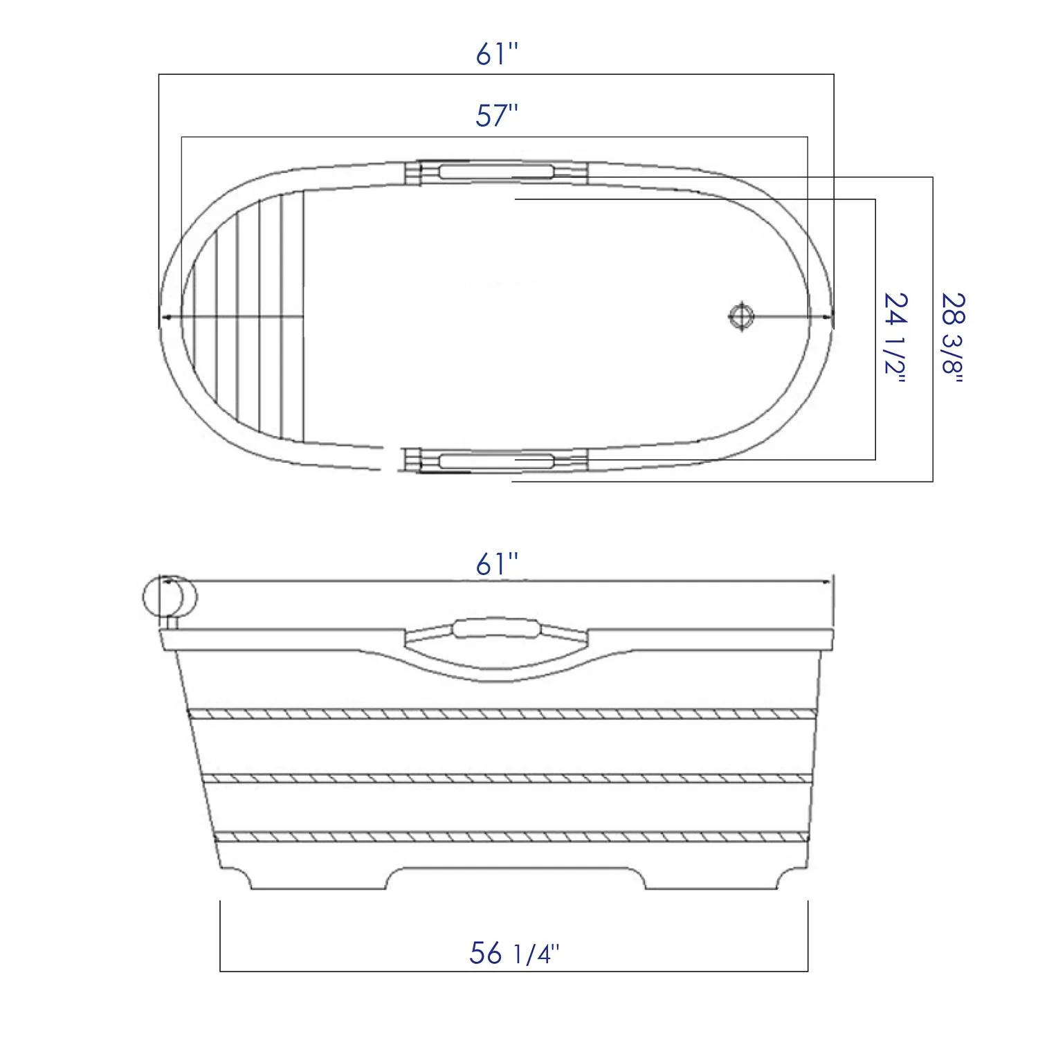 ALFI AB1163 61 inch Wooden Free Standing Bathtub With Cushion Headrest - image 14