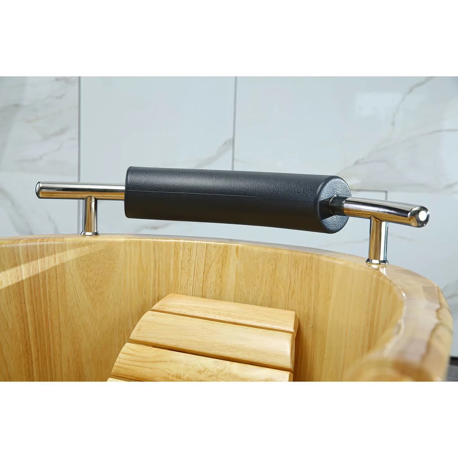 ALFI AB1163 61 inch Wooden Free Standing Bathtub With Cushion Headrest - image 7