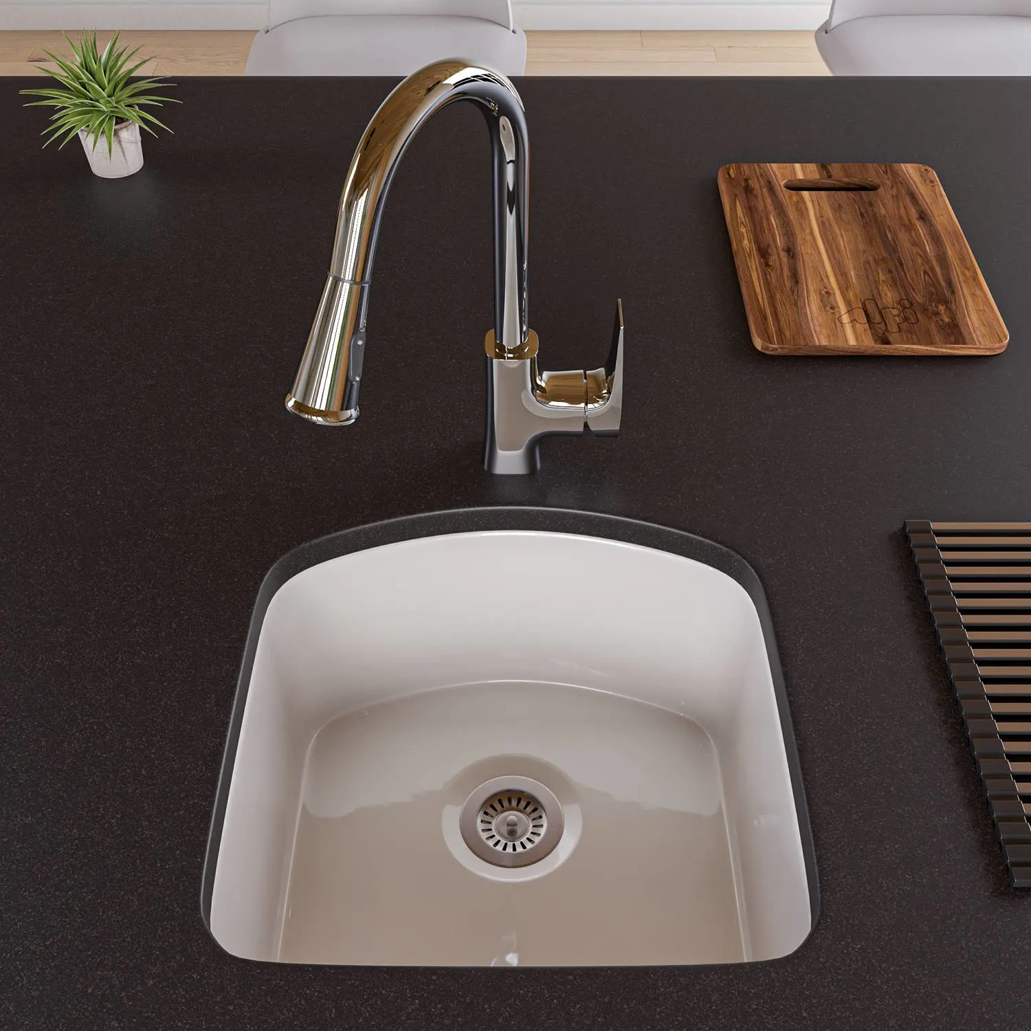 ALFI AB1818C 17 inch D-Shaped Fireclay Undermount Kitchen Sink - image 7