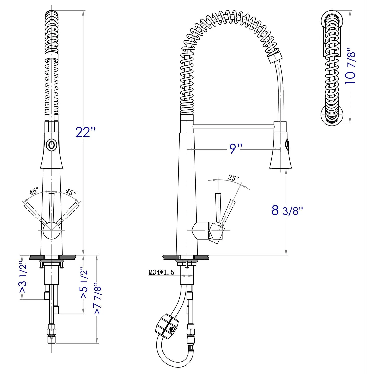 ALFI AB2039S Stainless Steel Commercial Spring Faucet With Shower Spray - image 14