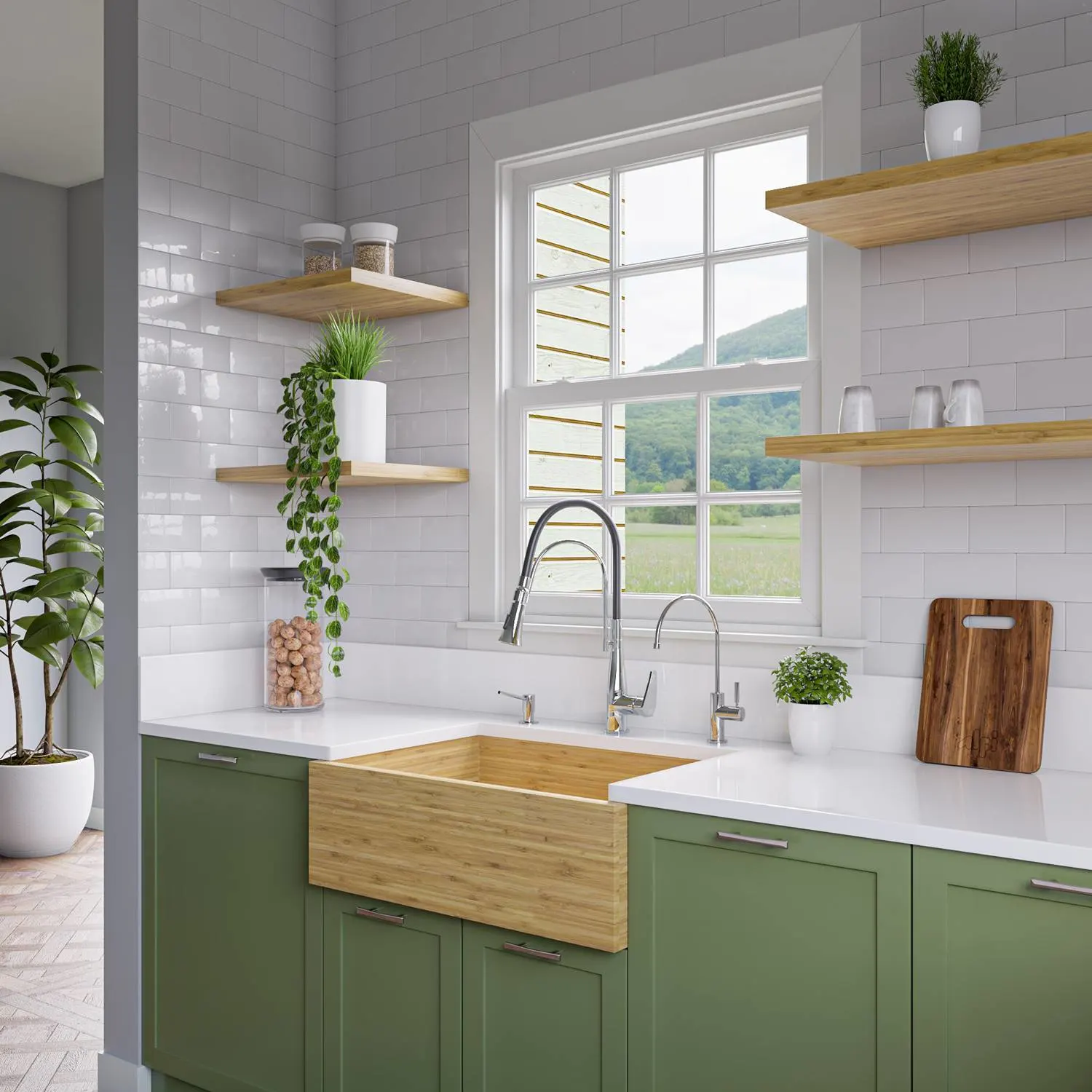 ALFI AB3021 30 inch Single Bowl Bamboo Farm Front Kitchen Sink - image 7