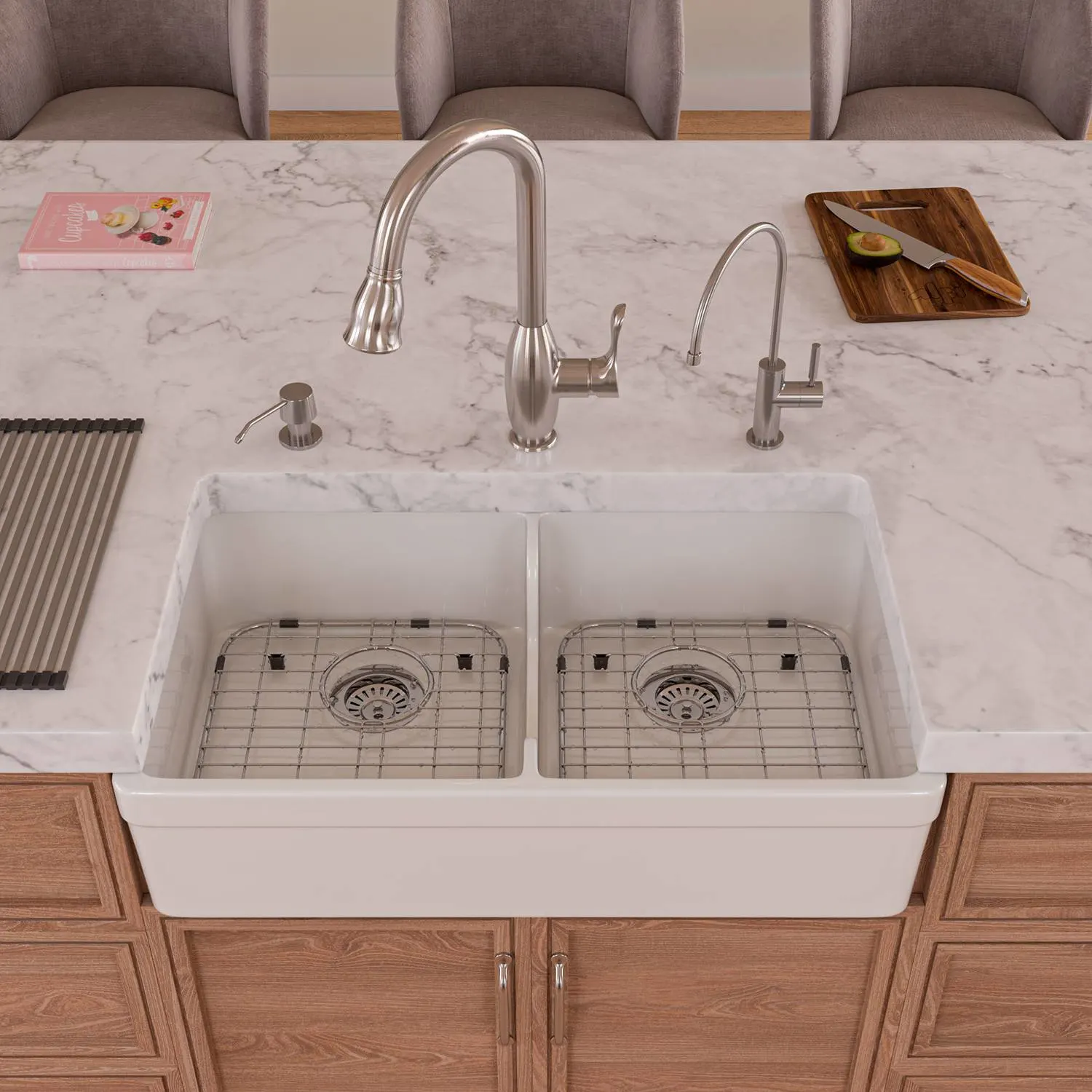 ALFI AB5123 32 inch Double Bowl Short Fireclay Farm Kitchen Sink - image 7