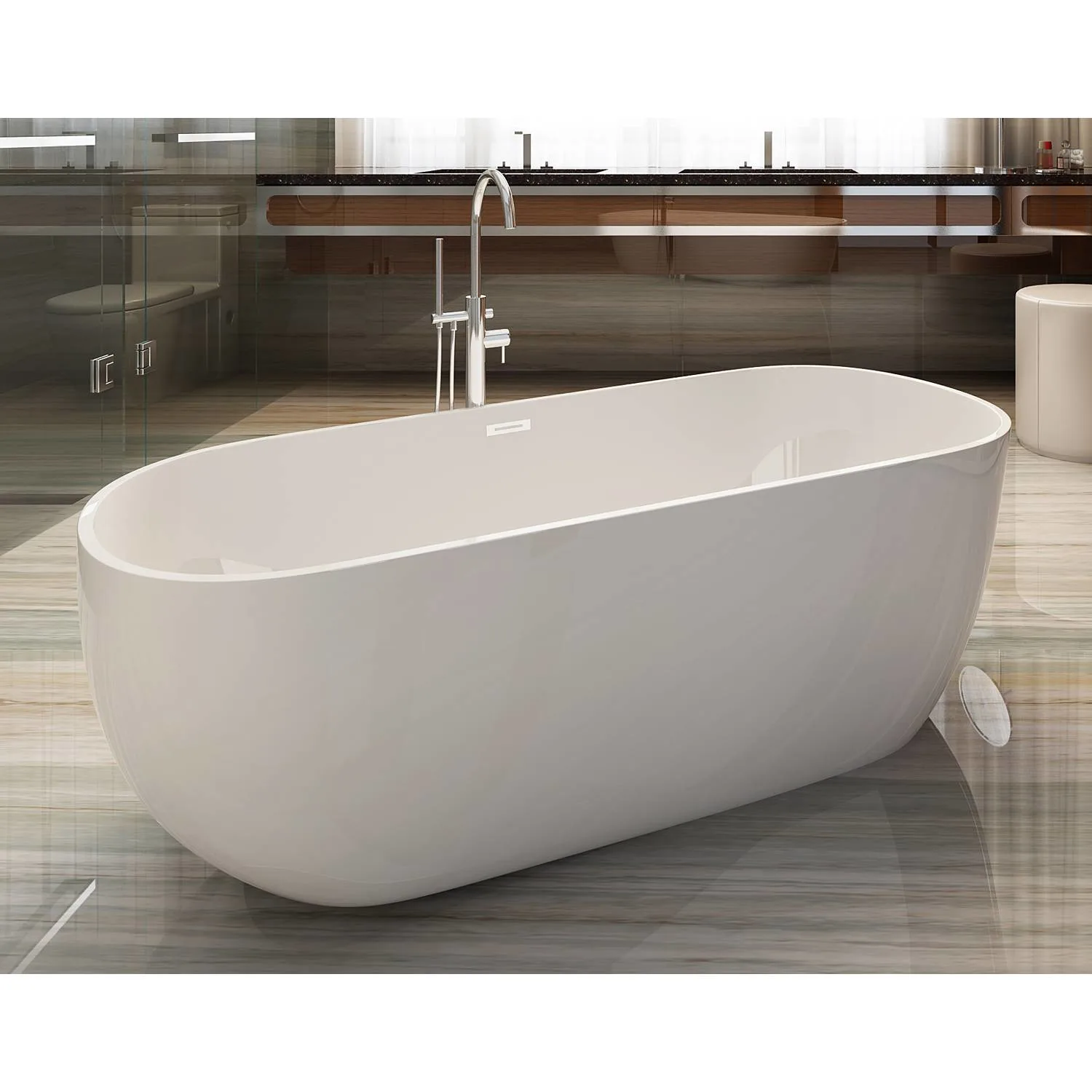 ALFI AB8838 59 inch Acrylic Oval Free Standing Soaking Bathtub - image 8