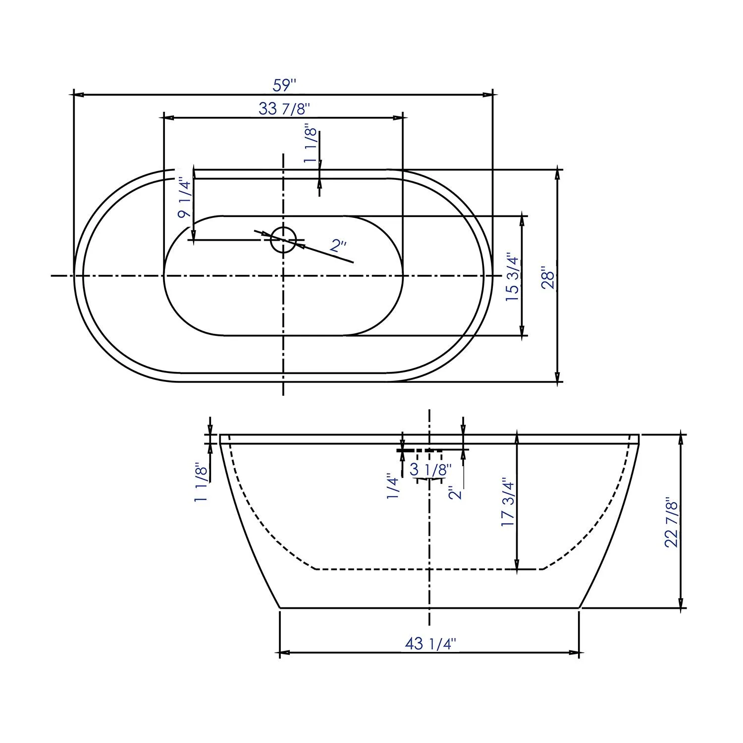 ALFI AB8838 59 inch Acrylic Oval Free Standing Soaking Bathtub - image 9