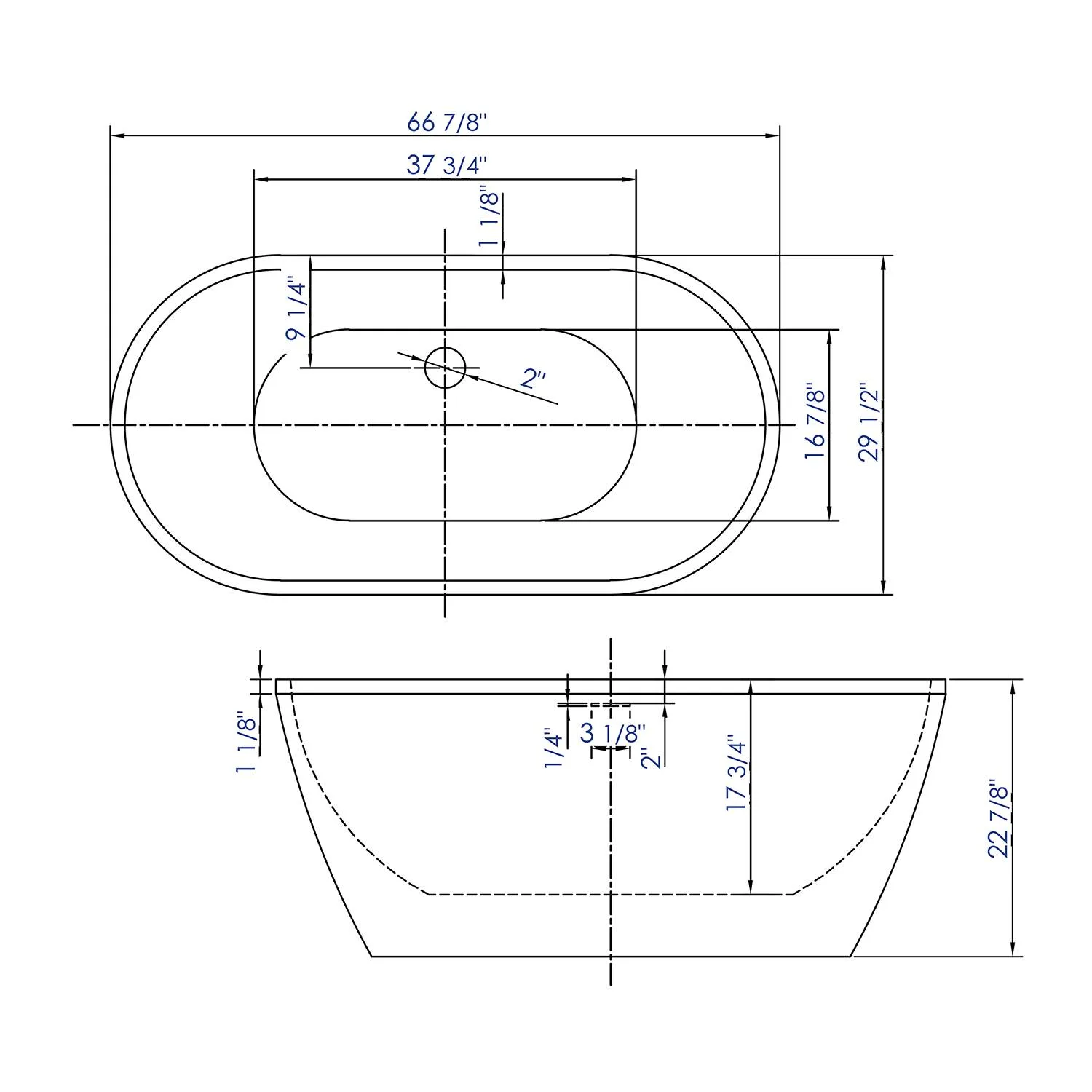 ALFI AB8839 67 inch Acrylic Oval Free Standing Soaking Bathtub - image 8