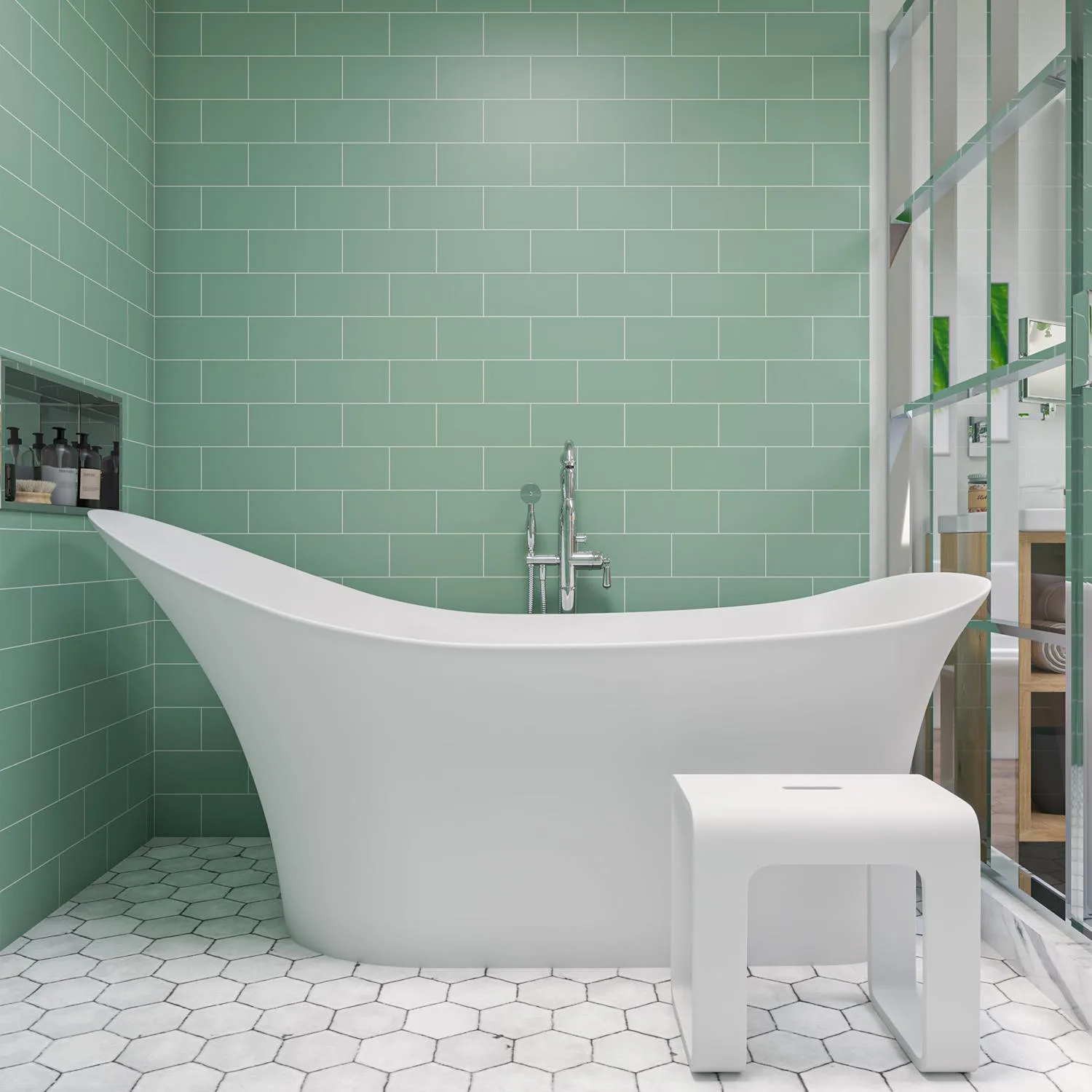 ALFI AB9915 74 inch White Resin Soaking Slipper Bathtub - image 3