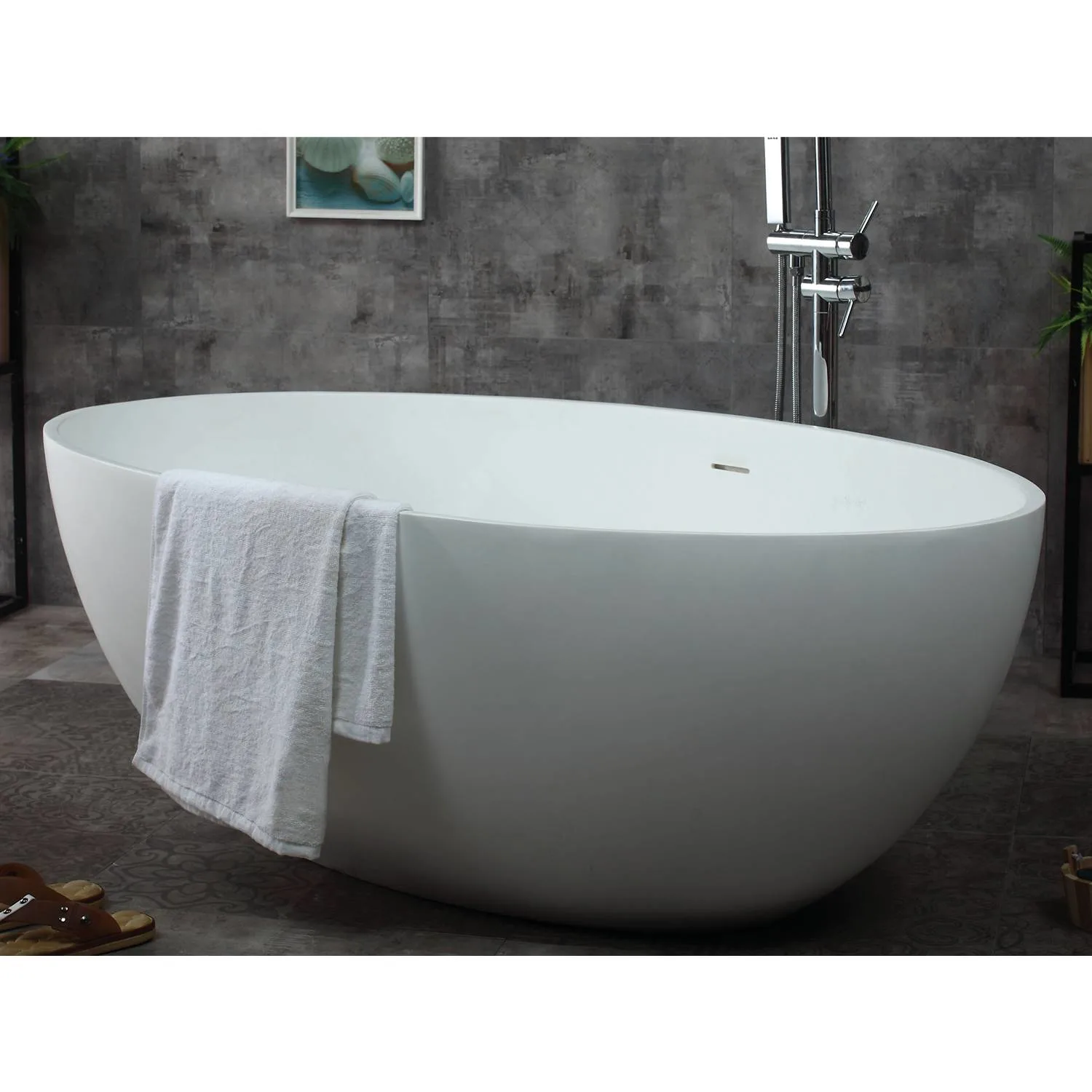 ALFI AB9941 67 inch Oval Resin Soaking Bathtub - image 3