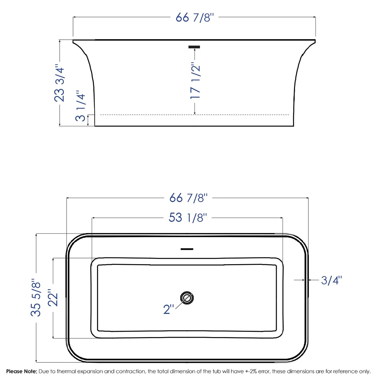 ALFI AB9942 67 inch Rectangular Resin Soaking Bathtub - image 7