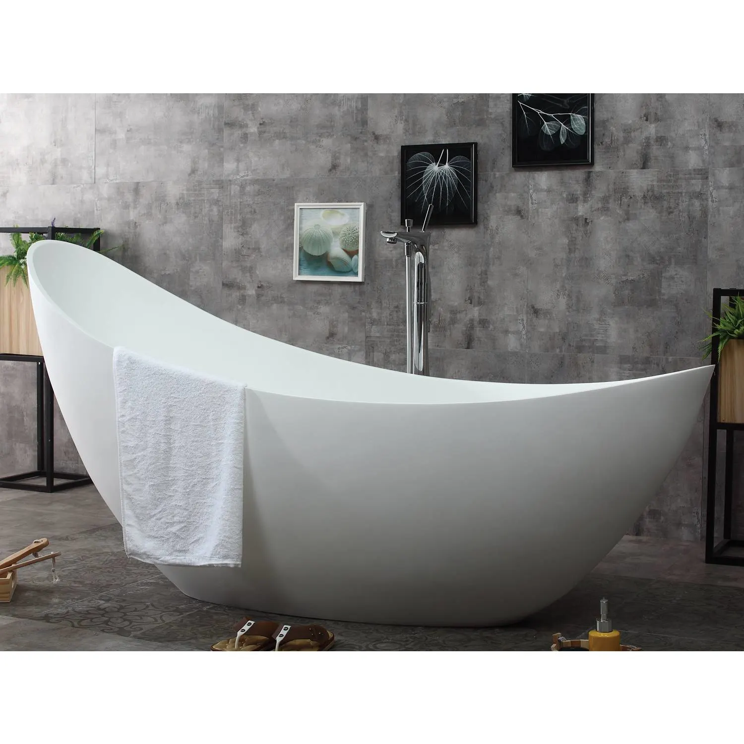 ALFI AB9951 73 inch Resin Soaking Slipper Bathtub - image 7