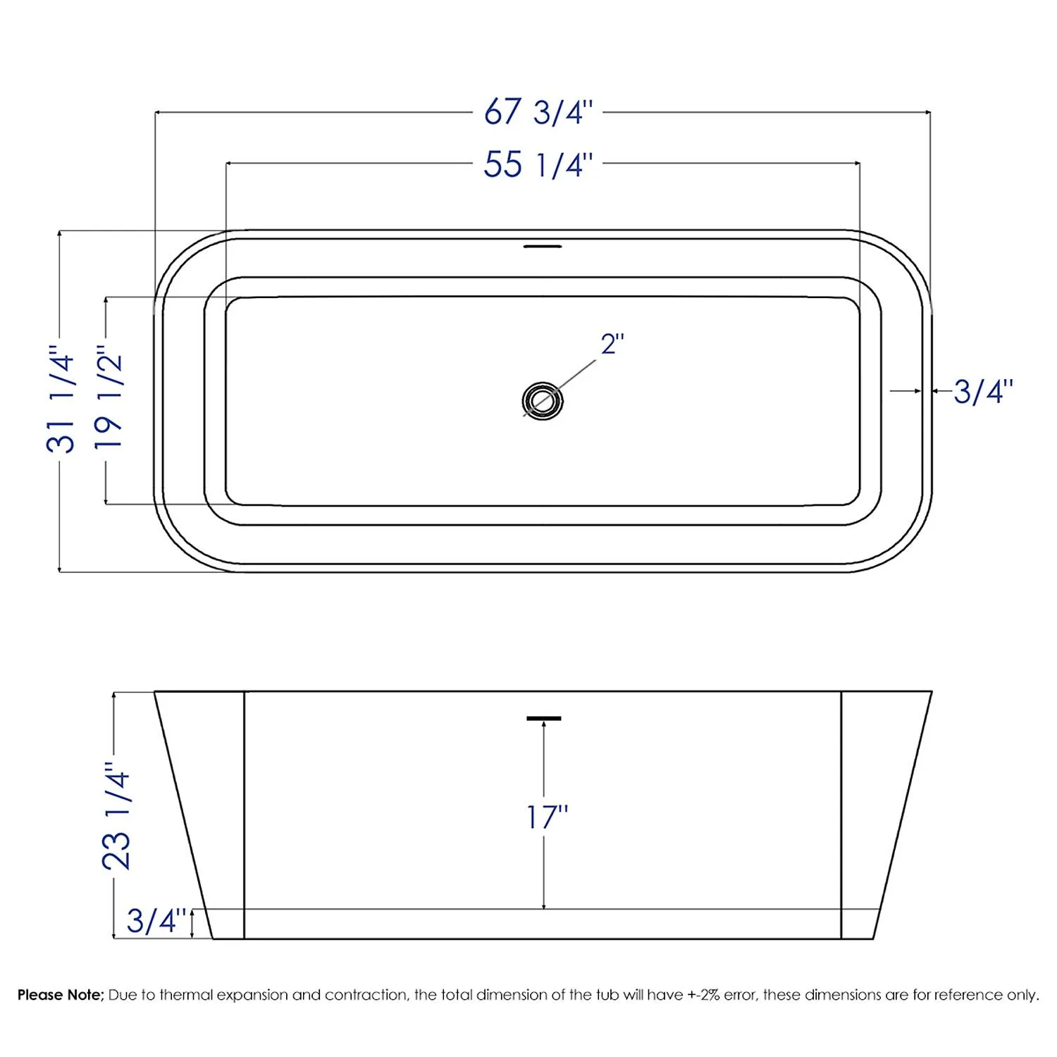 ALFI AB9952 67 inch Rectangular Resin Soaking Bathtub - image 11