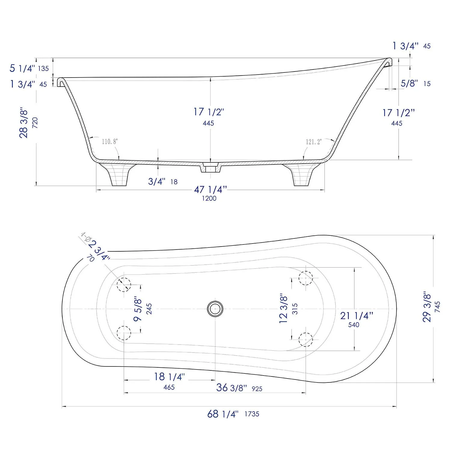 ALFI AB9960 67 inch Matte Clawfoot Resin Bathtub - image 9