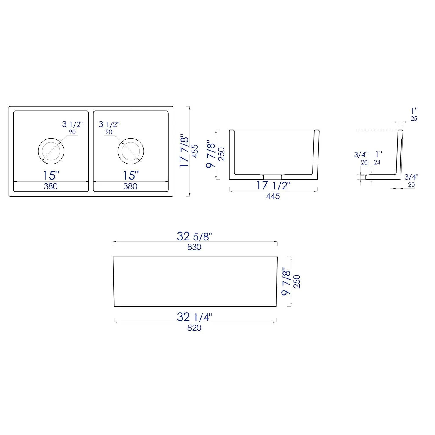 ALFI ABCO3318DB 33 in Concrete Double Bowl Fireclay Farm Kitchen Sink - image 12