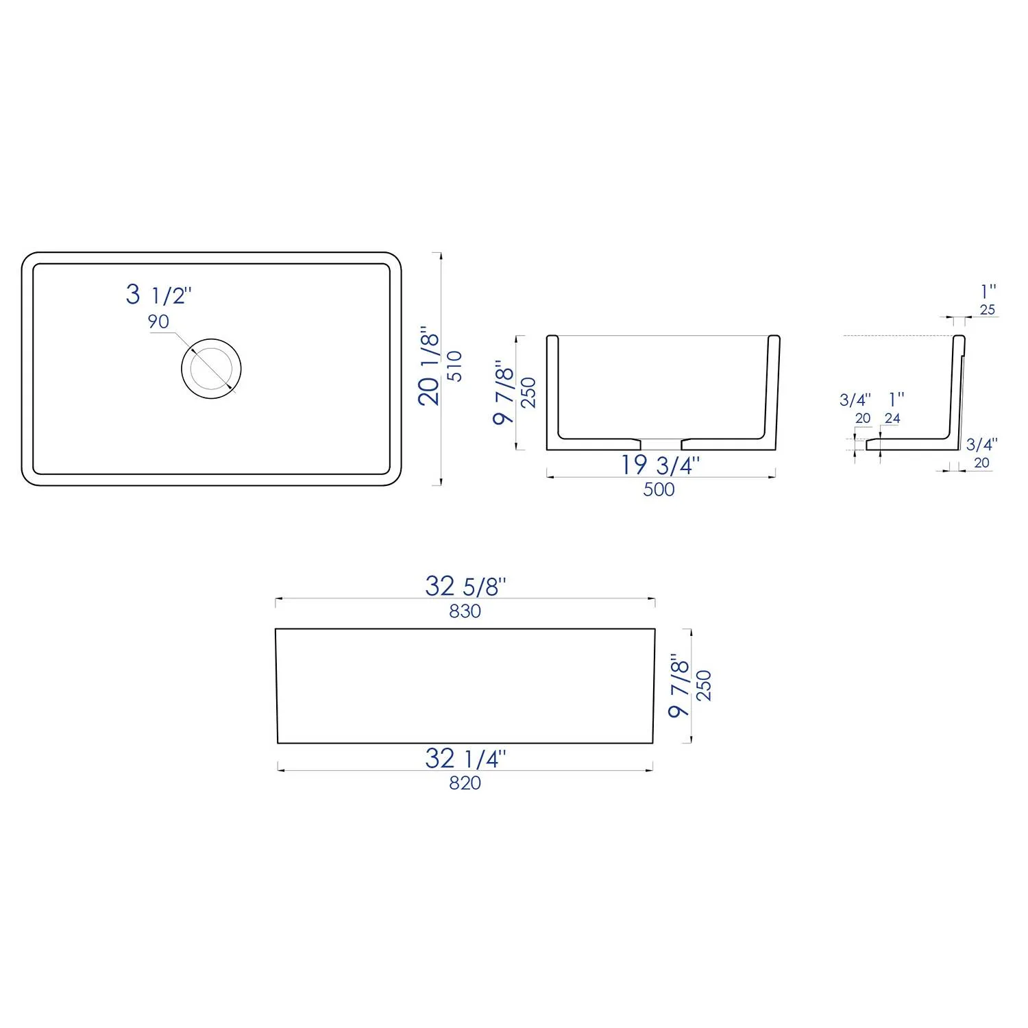 ALFI ABCO3320SB 33 inch Concrete Fireclay Farm Kitchen Sink - image 8