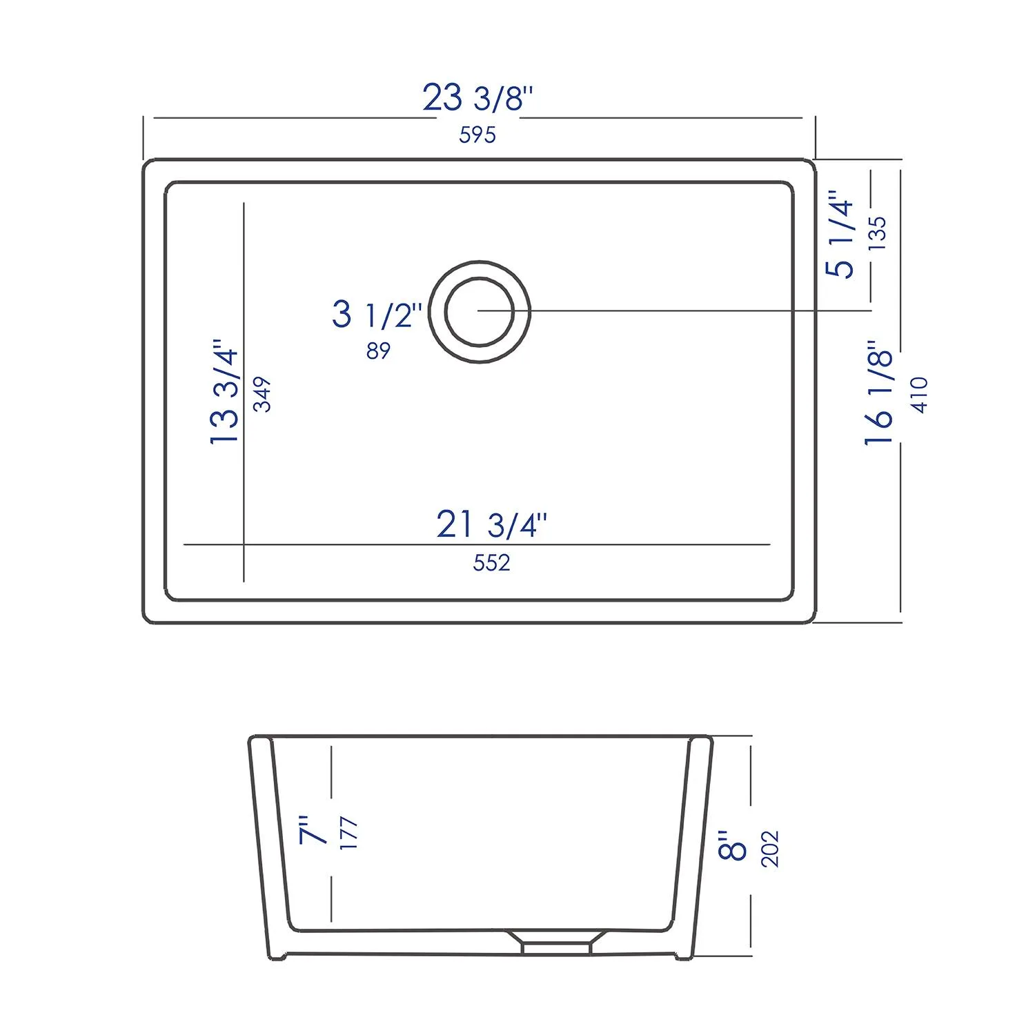 ALFI AB503 23 inch Single Bowl Fireclay Farm Kitchen Sink - image 12