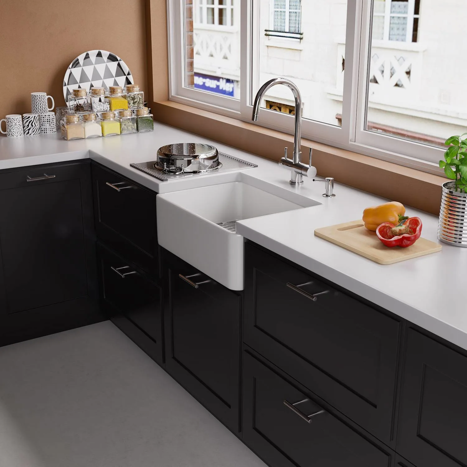 ALFI AB503 23 inch Single Bowl Fireclay Farm Kitchen Sink - image 7