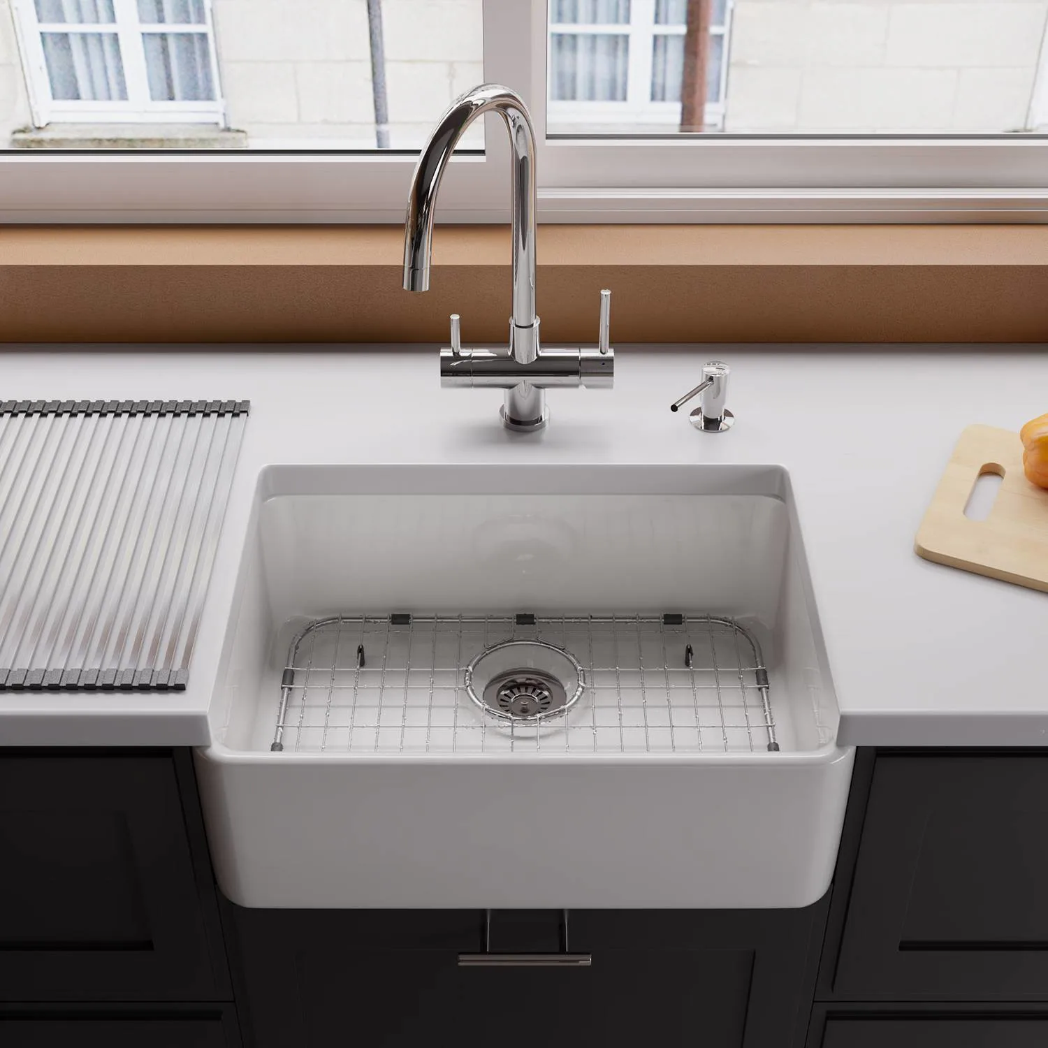 ALFI AB503 23 inch Single Bowl Fireclay Farm Kitchen Sink - image 8