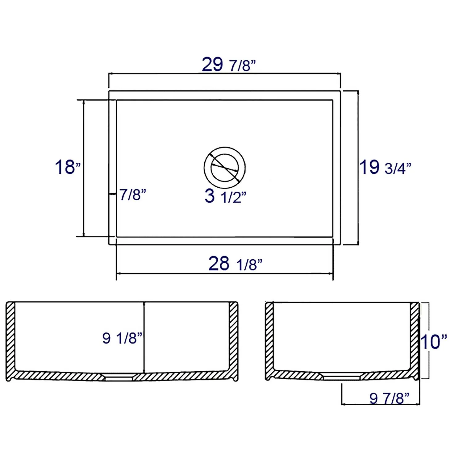 ALFI AB510 30 inch Contemporary Smooth Fireclay Farm Kitchen Sink - image 6