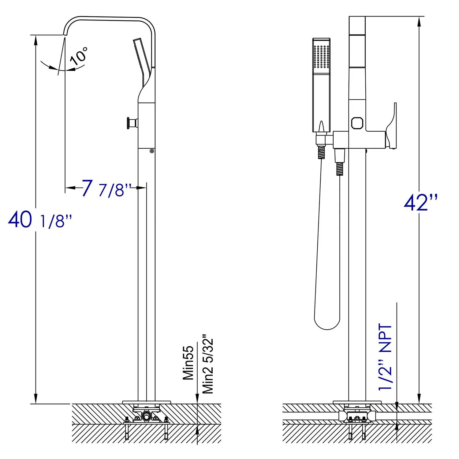 ALFI AB2180 Single Lever Floor Mounted Tub Filler - image 11