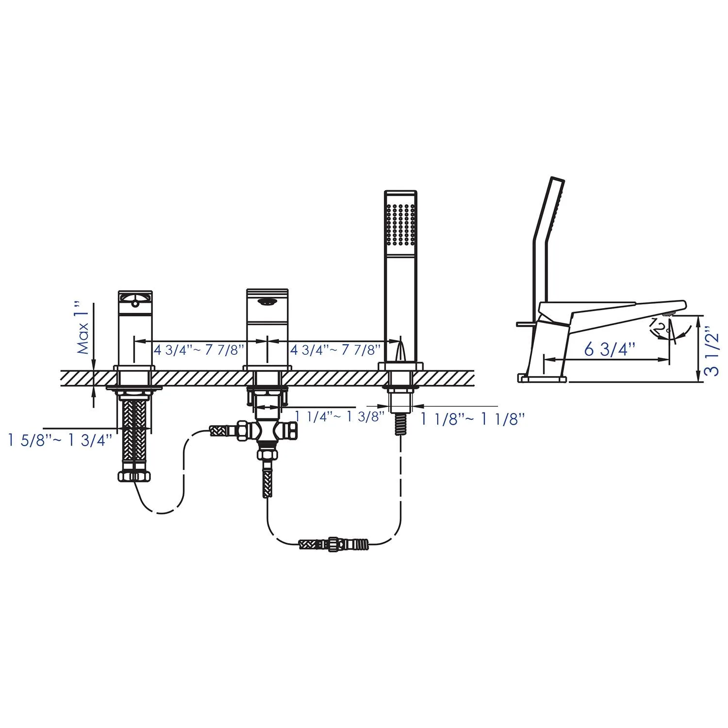 ALFI AB2464 3 Hole Deck Mounted Tub Filler - image 5
