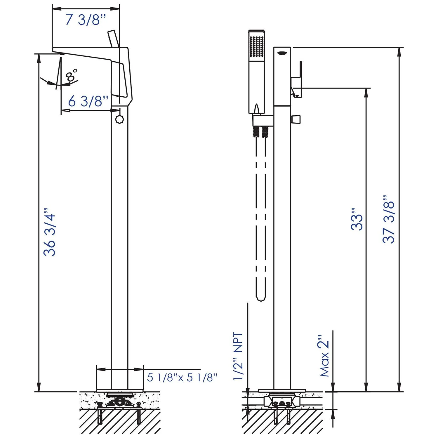 ALFI AB2475 Single Hole Floor Mounted Tub Filler - image 4