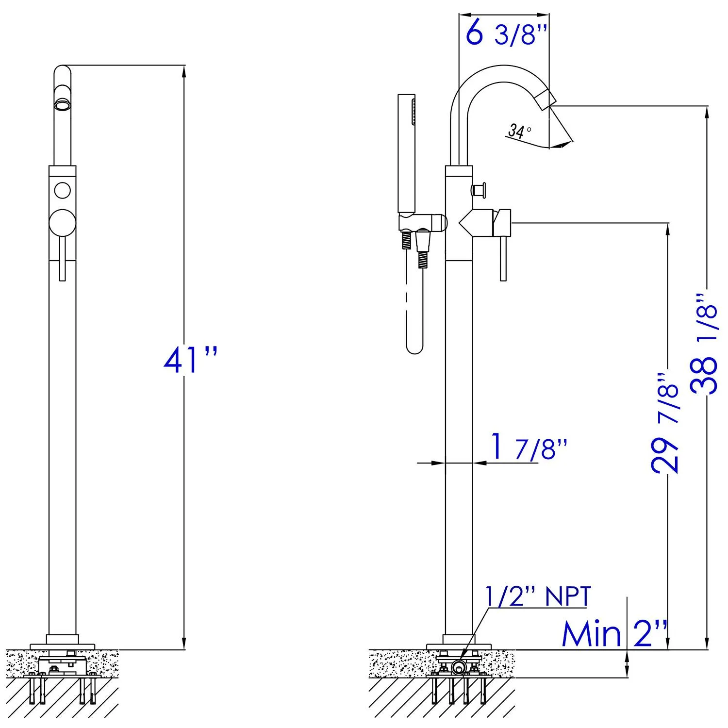ALFI AB2534 Single Lever Floor Mounted Tub Filler - image 12