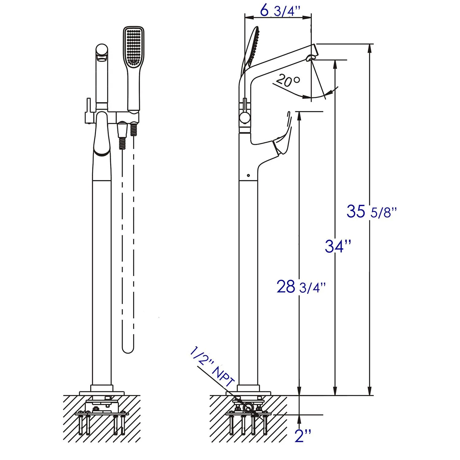 ALFI AB2758 Floor Mounted  Tub Filler - image 6