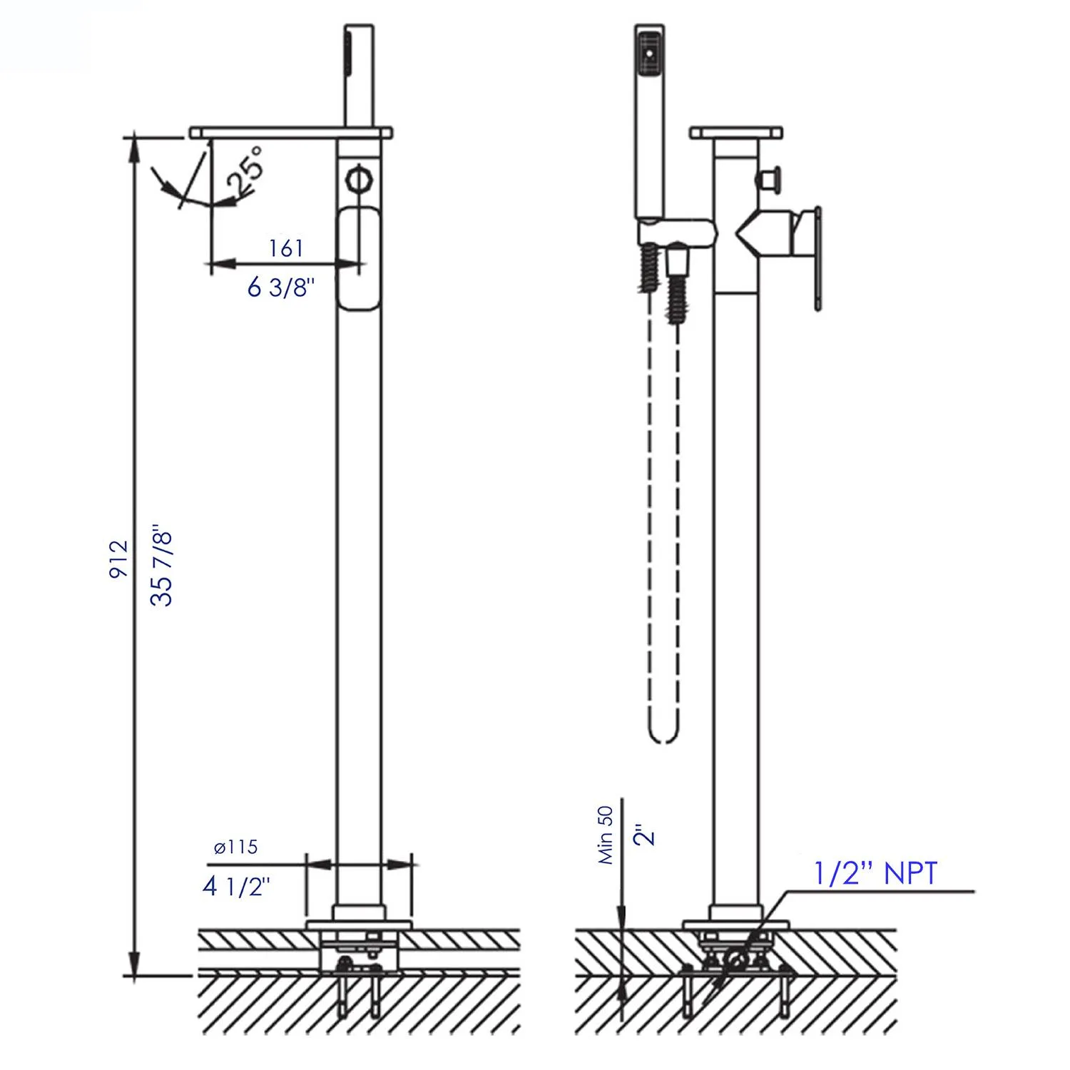 ALFI AB2875 Free Standing Floor Mounted Tub Filler - image 9