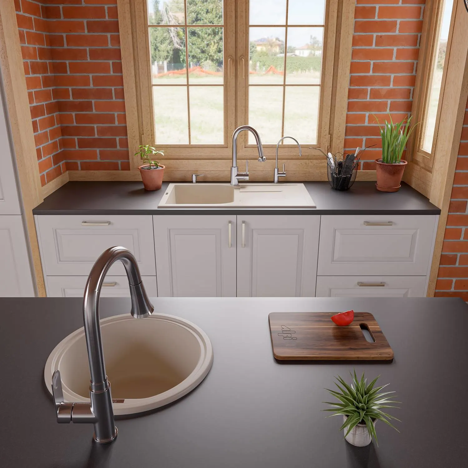 ALFI AB1620DI 34 inch Single Bowl Granite Kitchen Sink With Drainboard - image 6