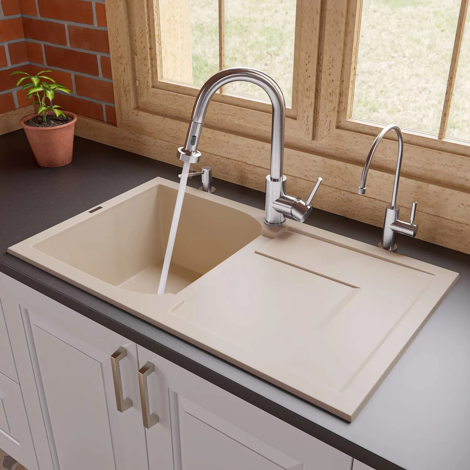 ALFI AB1620DI 34 inch Single Bowl Granite Kitchen Sink With Drainboard - image 8