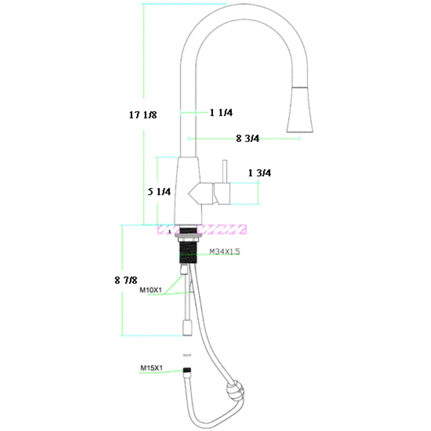 ALFI AB2034 Solid Pull Down Single Hole Kitchen Faucet - image 12