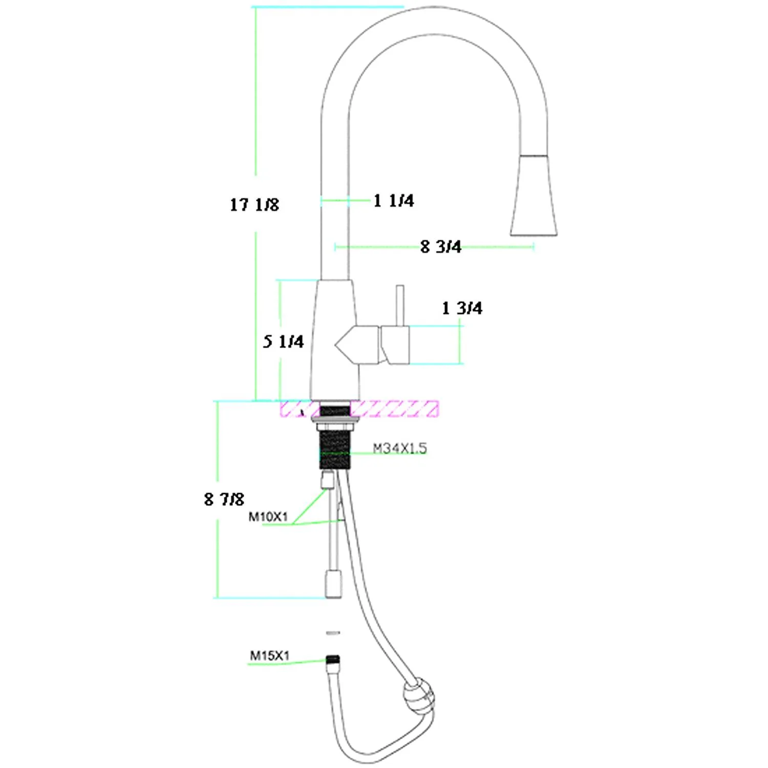 ALFI AB2034 Solid Pull Down Single Hole Kitchen Faucet - image 13
