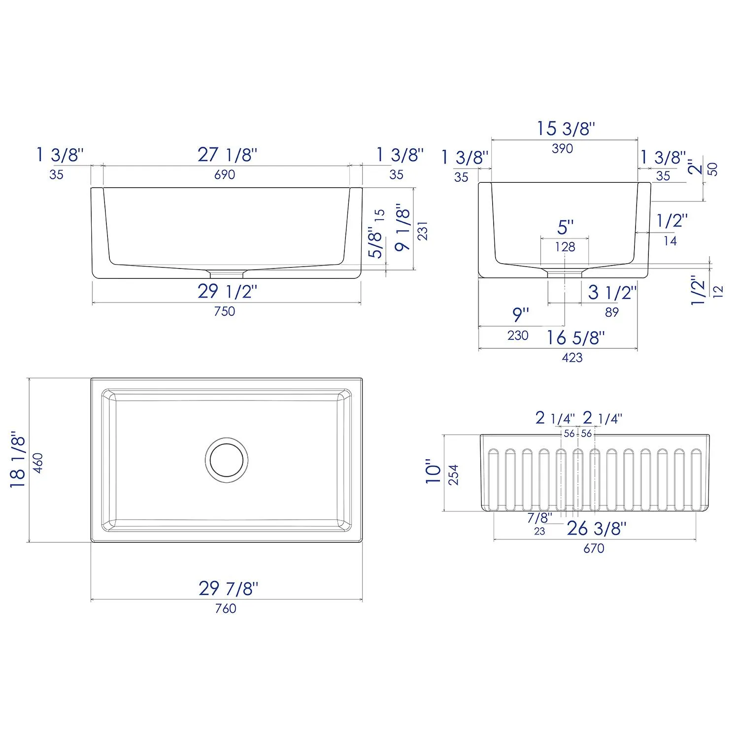 ALFI AB3018HS 30 in Reversible Single Bowl Fireclay Farm Kitchen Sink - image 10
