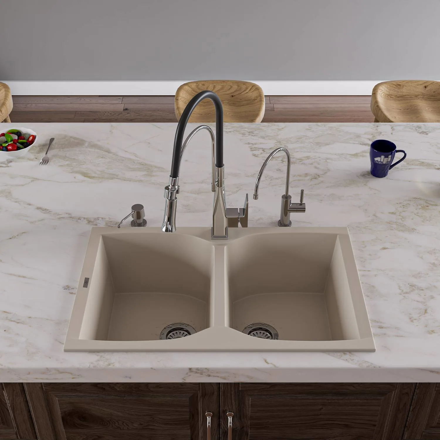 ALFI AB3220DI 32 inch Double Bowl Granite Drop-in Kitchen Sink - image 5
