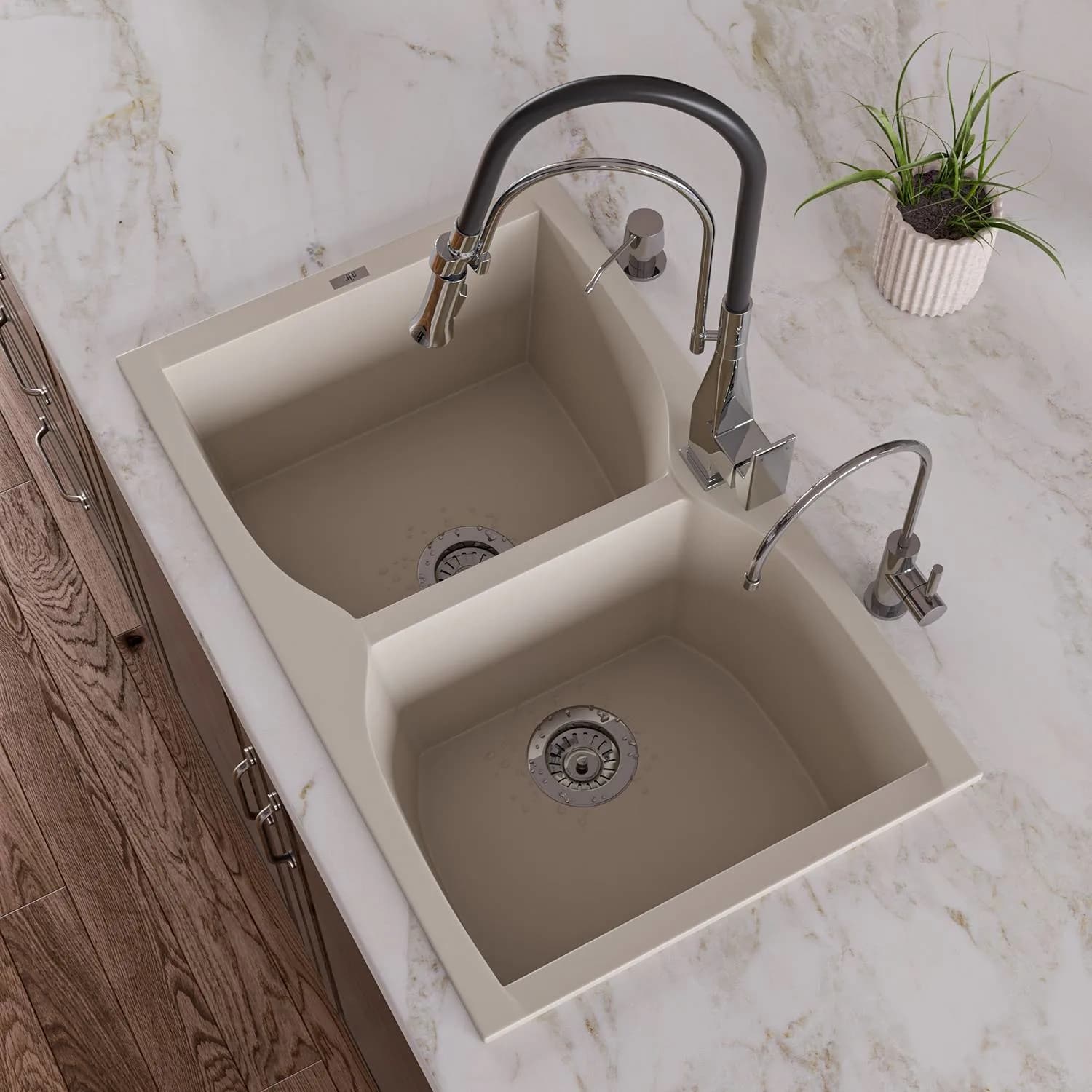 ALFI AB3220DI 32 inch Double Bowl Granite Drop-in Kitchen Sink - image 7