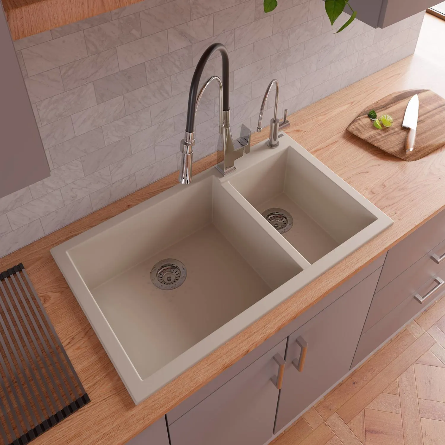 ALFI AB3319DI 34 inch Double Bowl Granite Drop-in Kitchen Sink - image 6