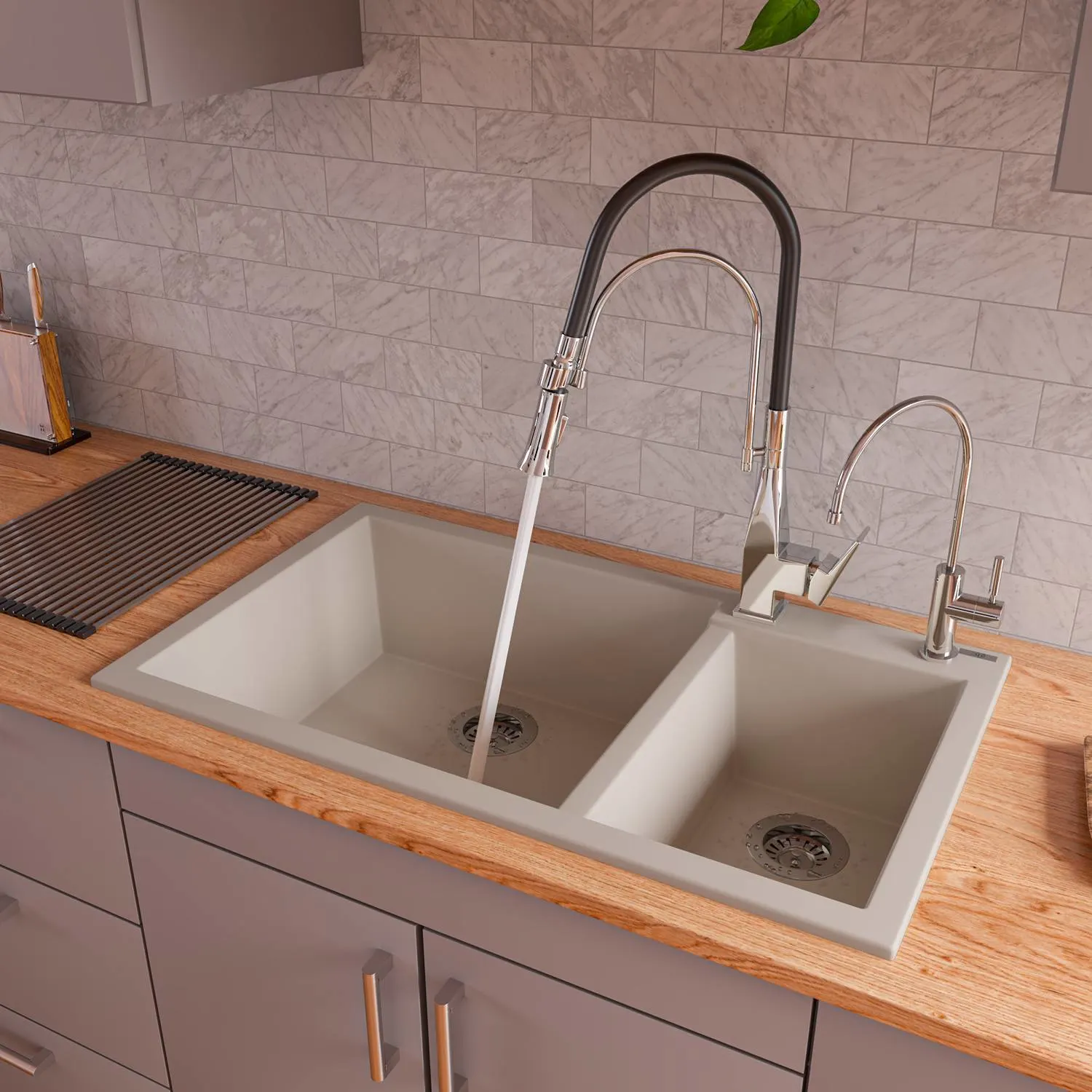 ALFI AB3319DI 34 inch Double Bowl Granite Drop-in Kitchen Sink - image 9