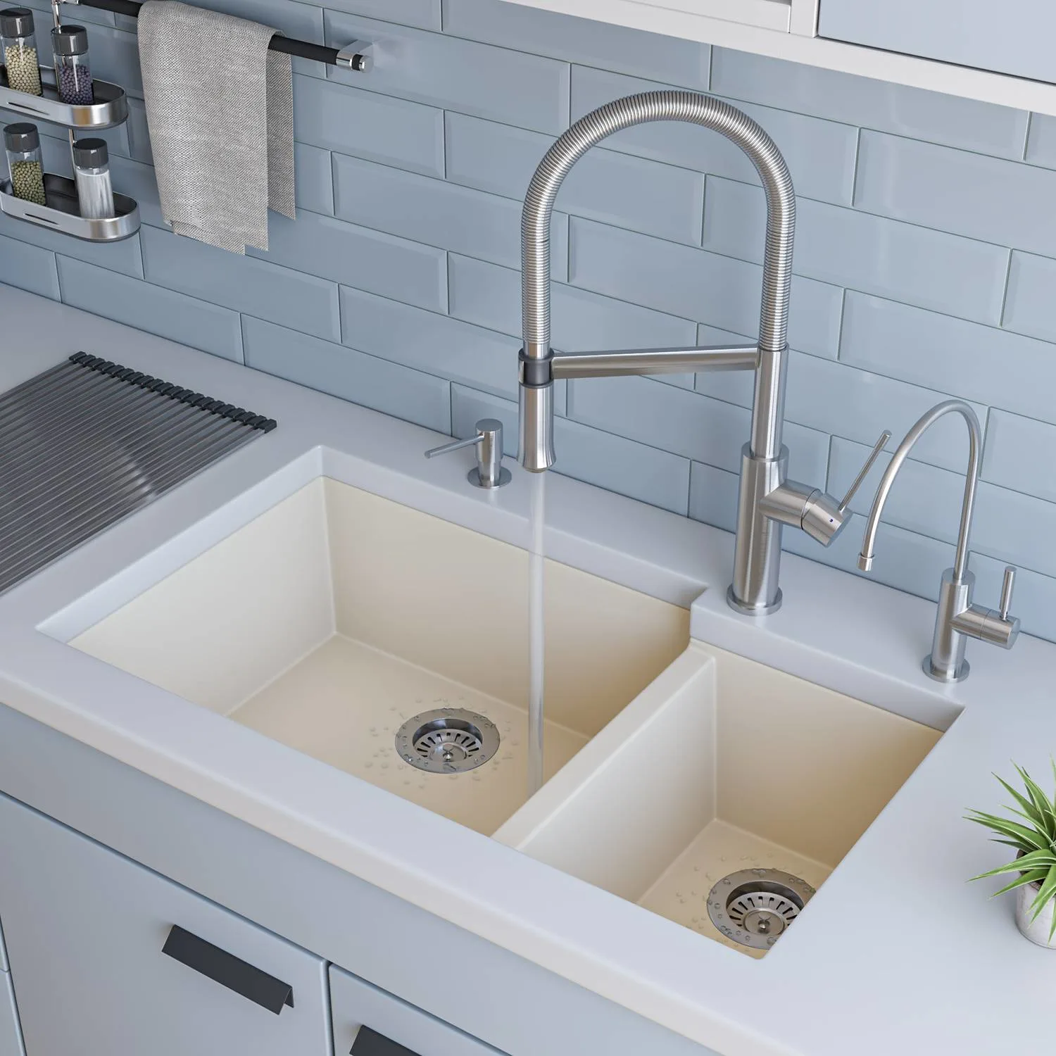 ALFI AB3319UM 34 inch Double Bowl Granite Undermount Kitchen Sink - image 6