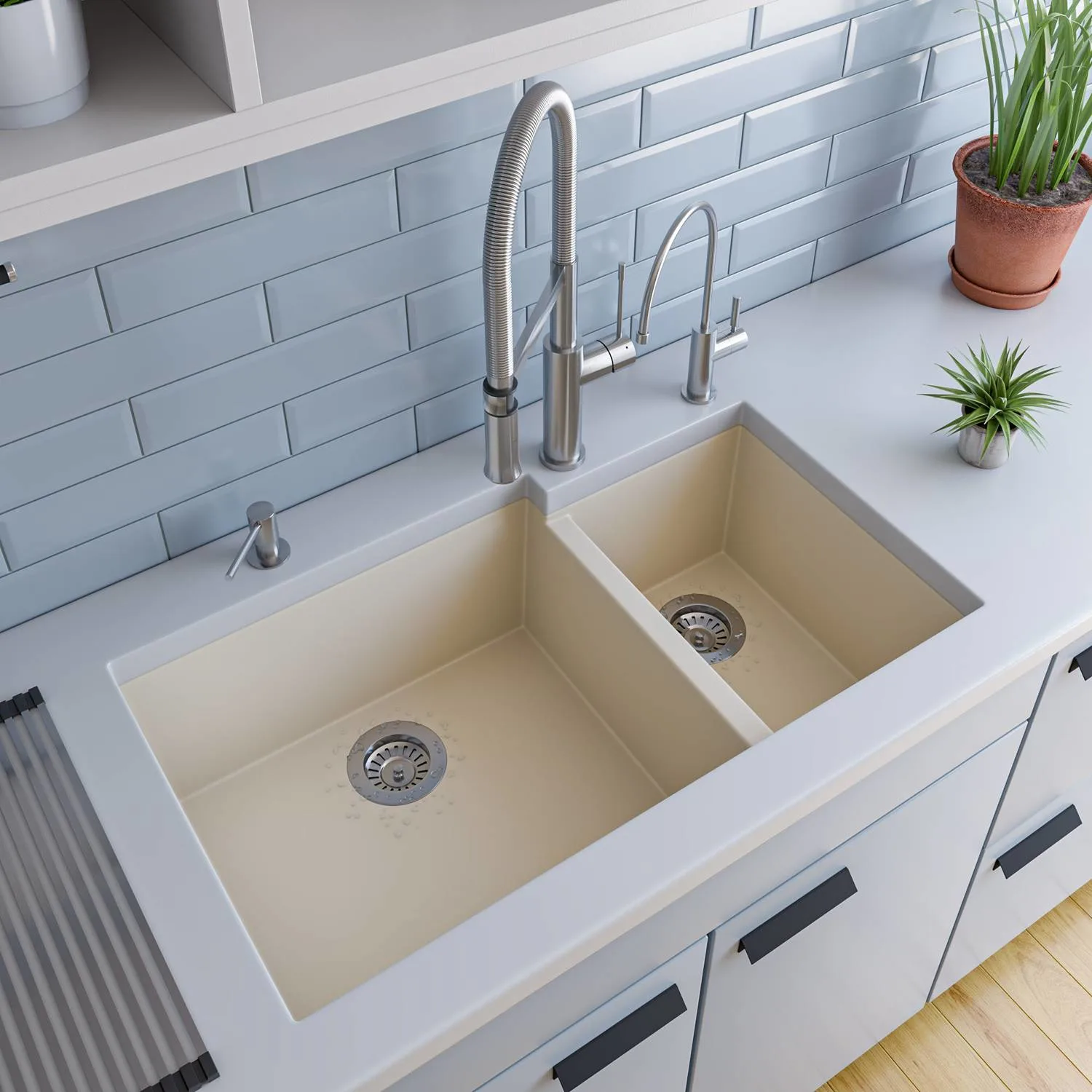 ALFI AB3319UM 34 inch Double Bowl Granite Undermount Kitchen Sink - image 8