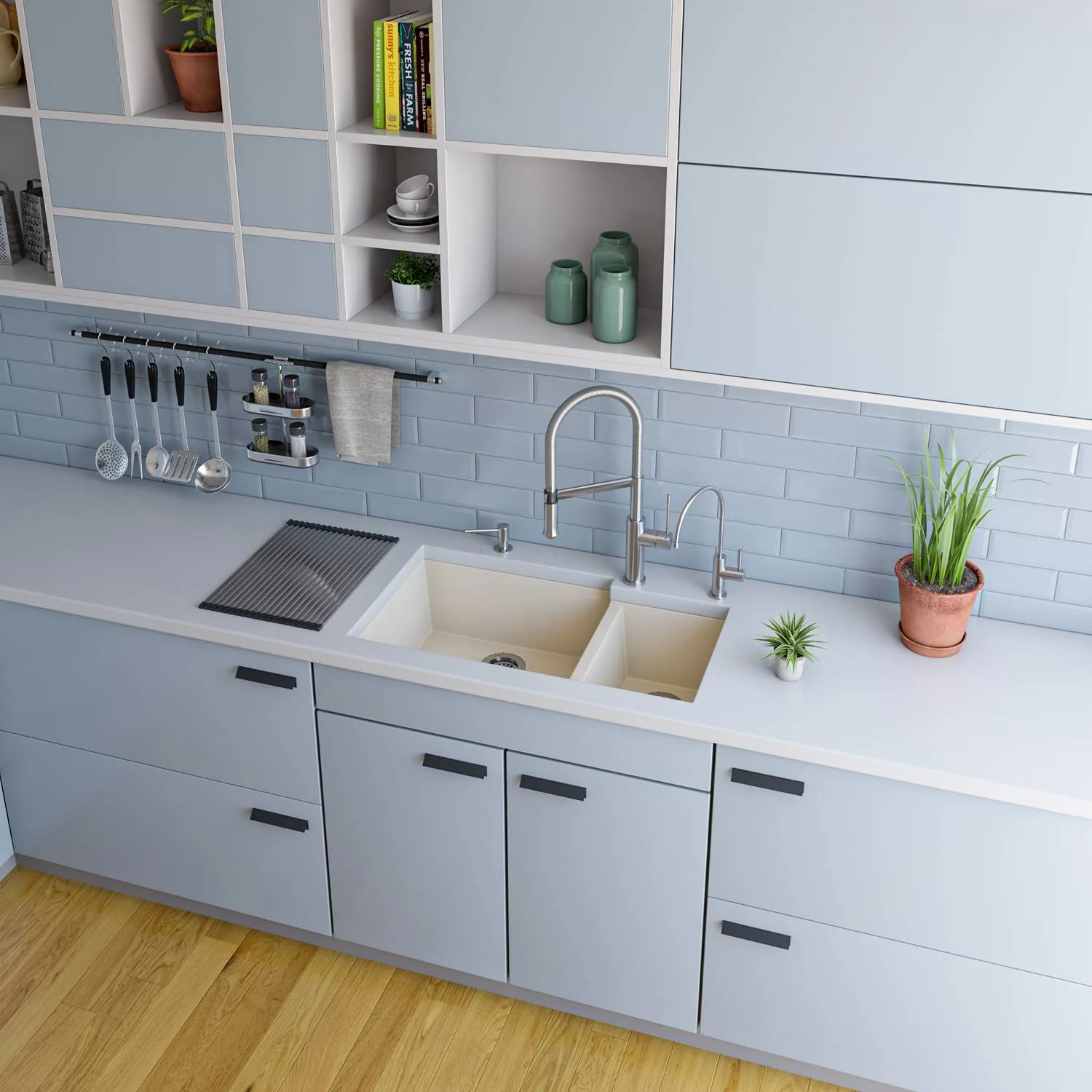 ALFI AB3319UM 34 inch Double Bowl Granite Undermount Kitchen Sink - image 9