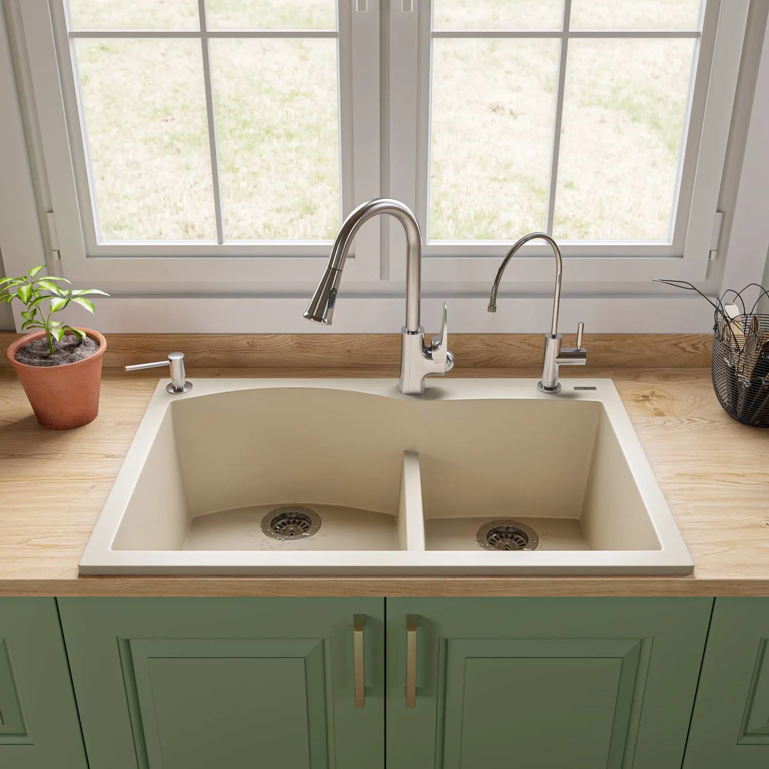 ALFI AB3320DI 33 inch Double Bowl Granite Drop-in Kitchen Sink - image 6